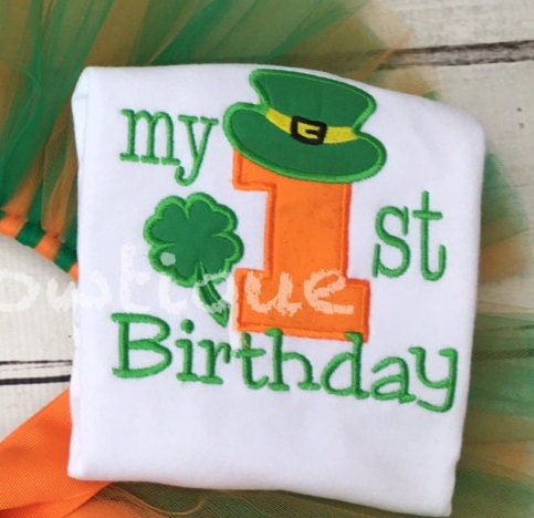 Shamrock 1st Birthday Shirt: St. Patrick's Day Applique Bodysuit