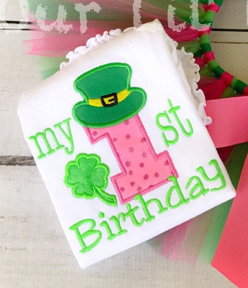 Shamrock 1st Birthday Shirt: St. Patrick's Day Applique Bodysuit