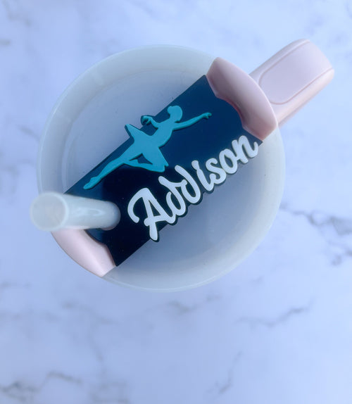 Dance Tumbler Name Tag 20oz, 30oz or 40 oz - Custom Tumbler Topper - Ballerina