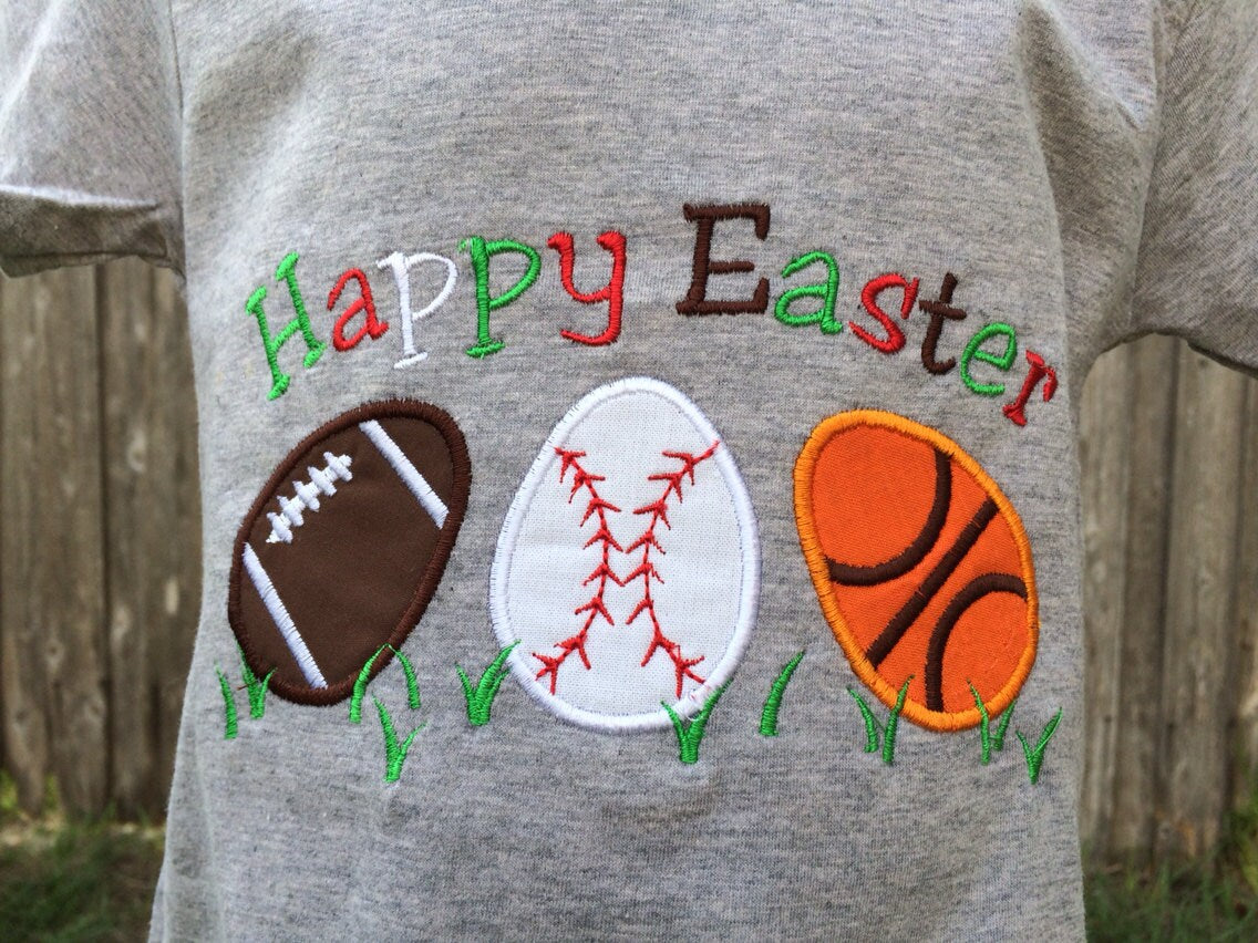 Personalized Easter Shirt: Sports Egg Appliqué, Boys Easter T-Shirt