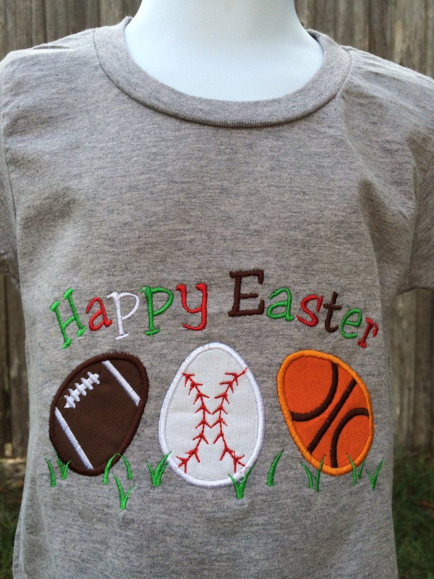 Personalized Easter Shirt: Sports Egg Appliqué, Boys Easter T-Shirt