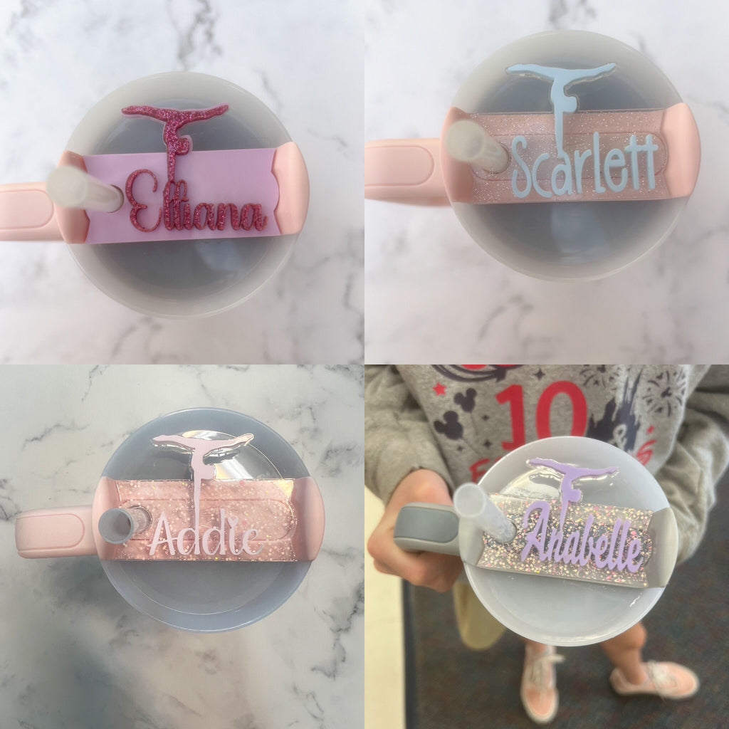 Gymnastics Glitter Tumbler Name Tag 20oz, 30oz or 40 oz - Custom Tumbler Topper