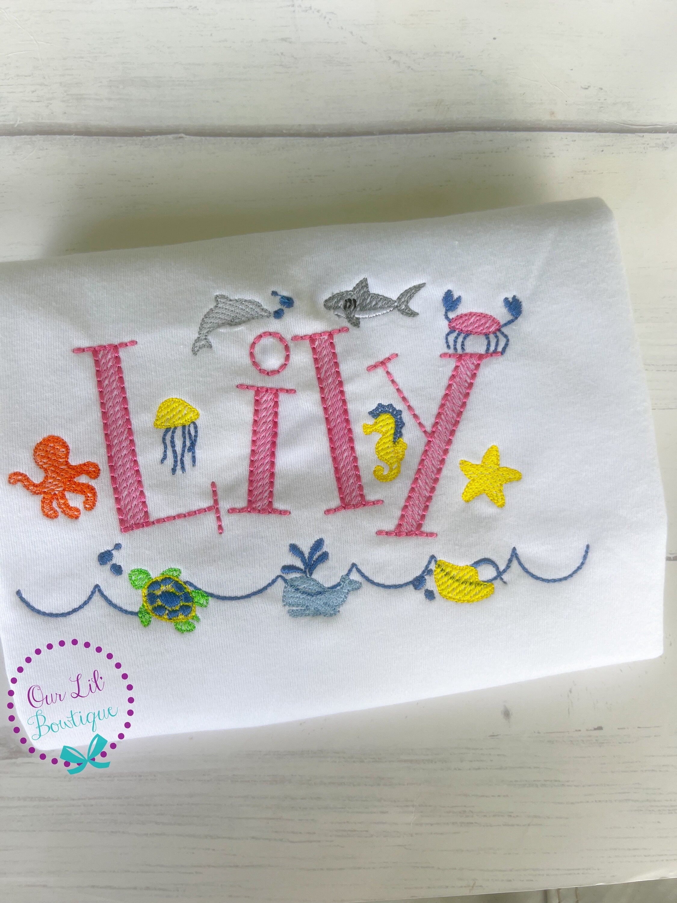 Personalized Under the Sea Birthday Shirt - Embroidered Sea Creatures - Name Shirt - Under the Sea