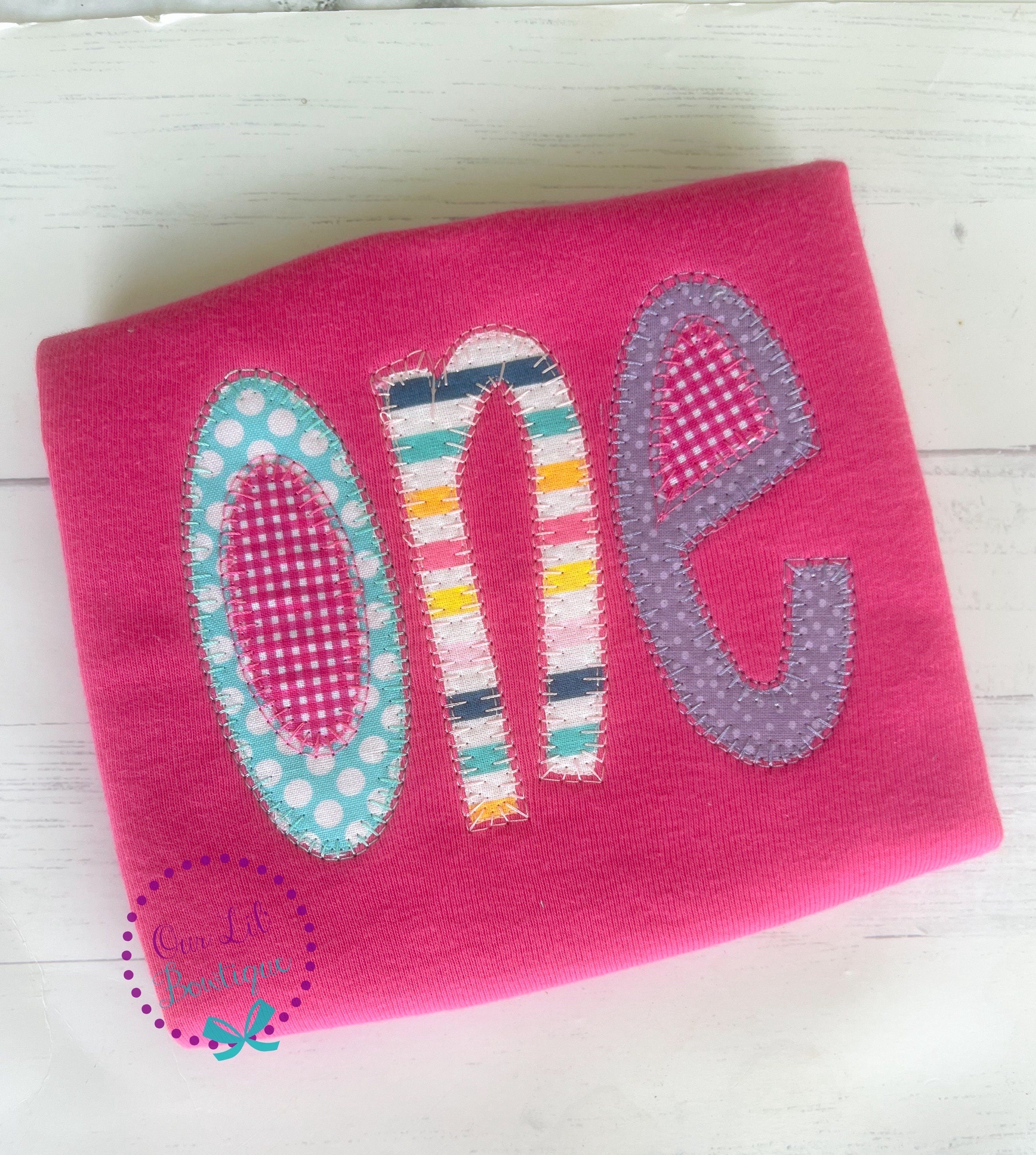 Personalized Appliqued 1st Birthday Shirt - Vintage Stitch Name