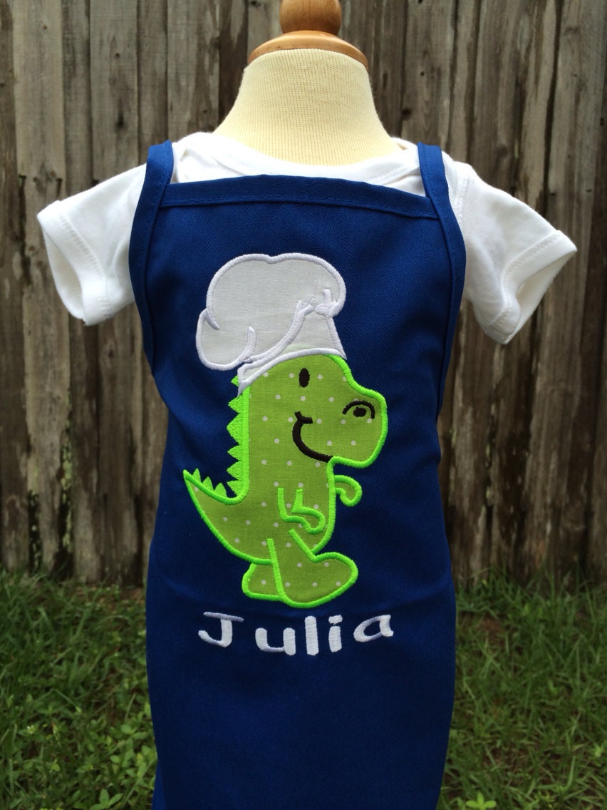 Personalized Dinosaur Birthday Apron: Chef T-Rex Appliqué