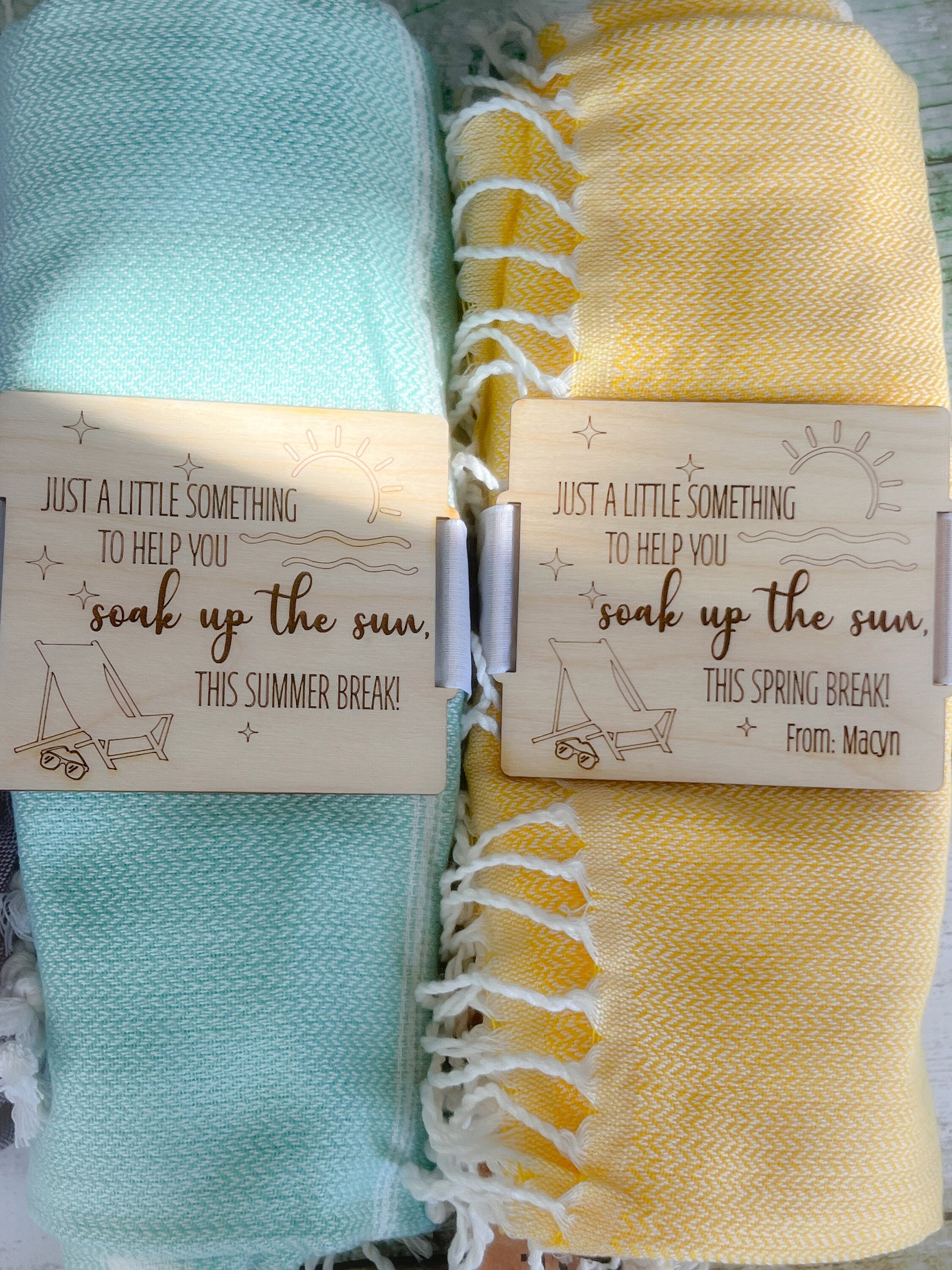 Teacher Gift - Teacher Beach Towel - Wood Blanket Tag or Towel Tag - Teacher Appreciation - End of the Year Gift - Beach Towel -Teacher gift