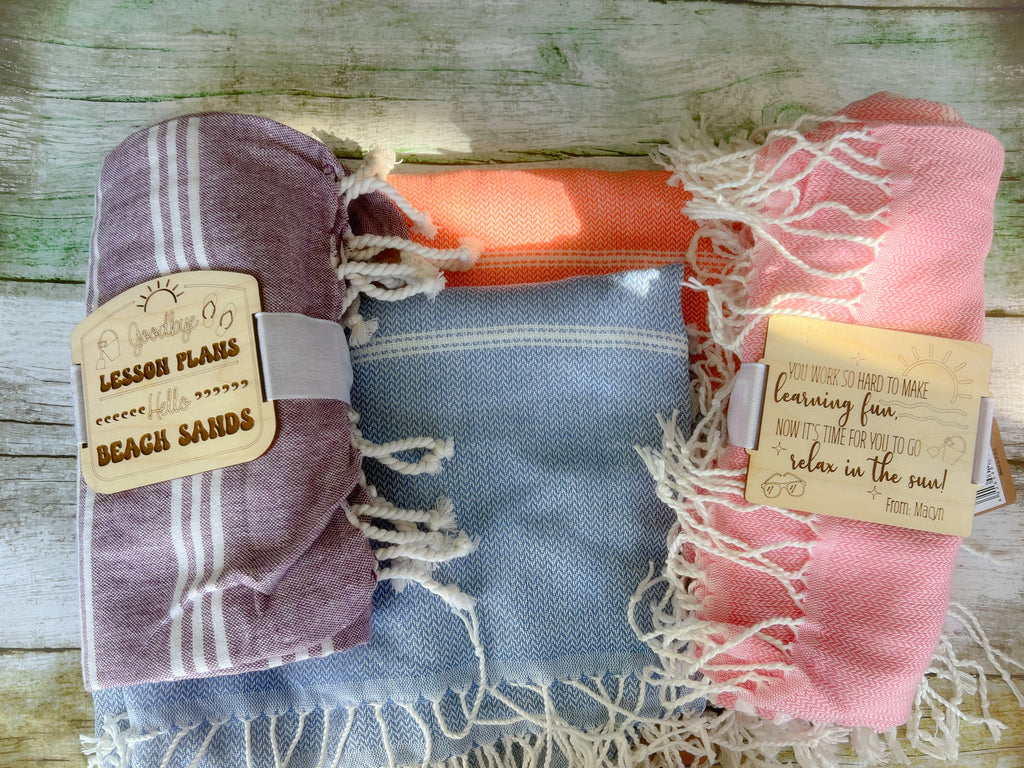 Teacher Gift - Teacher Beach Towel - Wood Blanket Tag or Towel Tag - Teacher Appreciation - End of the Year Gift - Beach Towel -Teacher gift