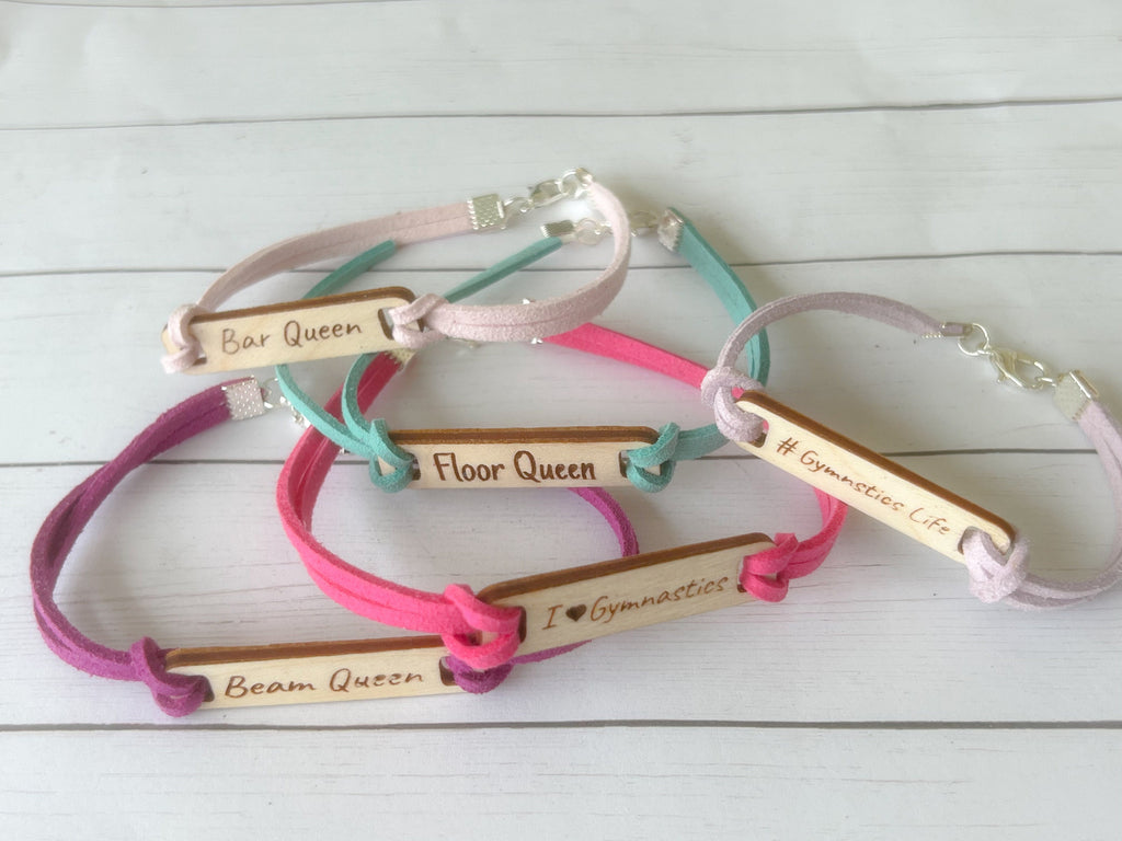 Gymnastic Bracelet - Custom Wood Bracelet - Wooden Bracelet - Gymnastics Gift