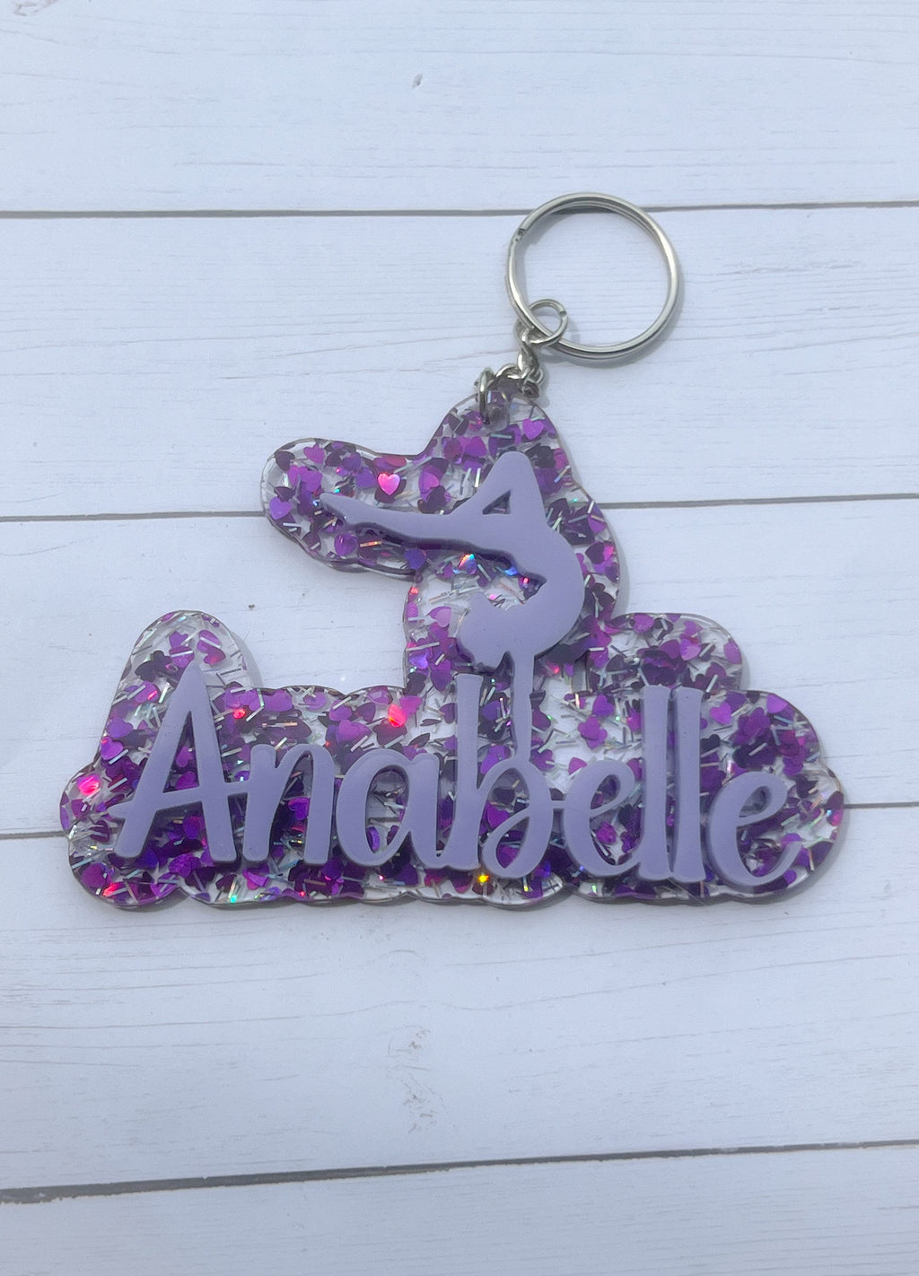 Gymnastics Glitter Key Chain, Acrylic Name Tag, Gymnastics Key Chain, Gift