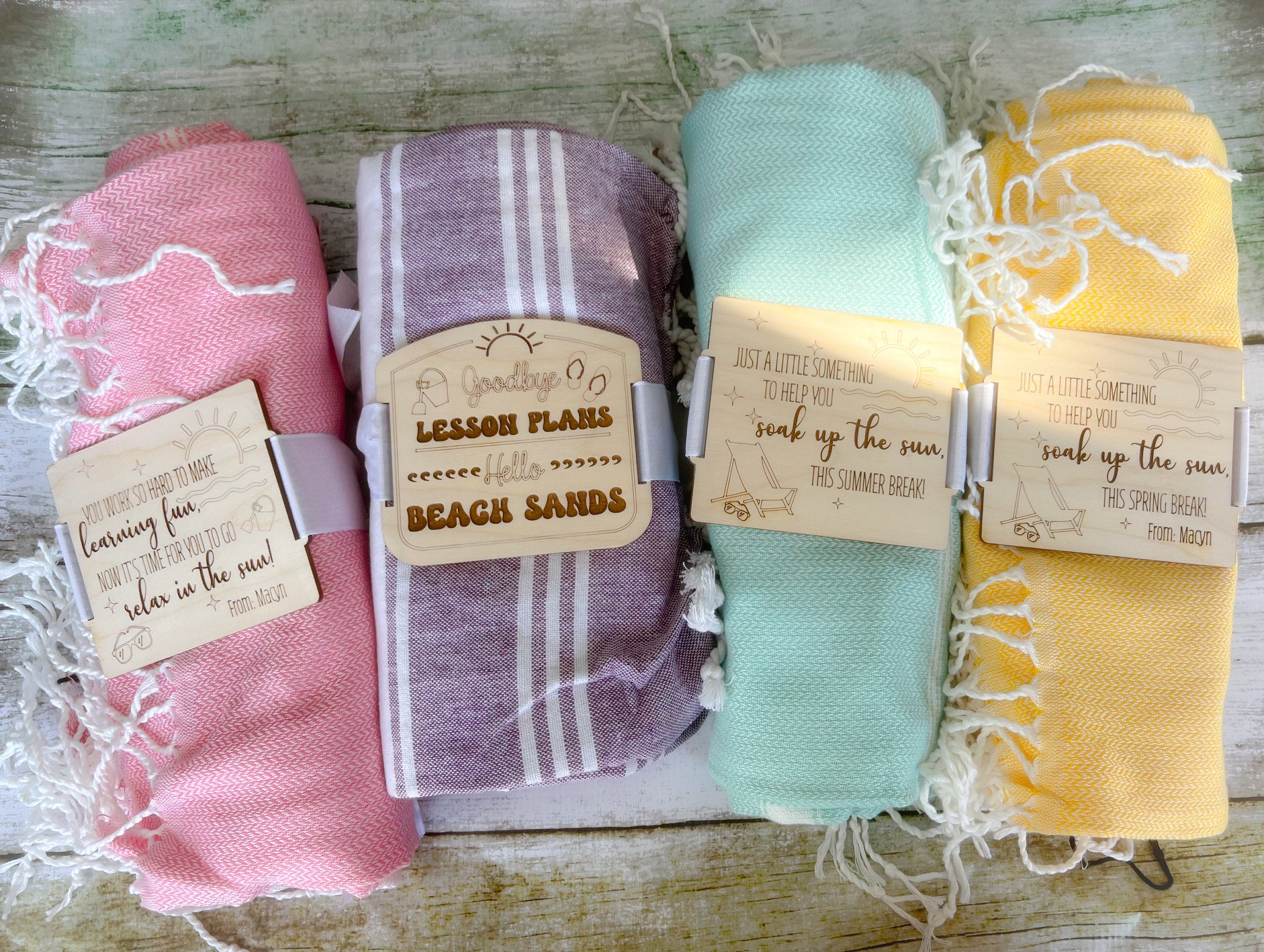 Teacher Gift - Teacher Beach Towel - Wood Blanket Tag or Towel Tag - Teacher Appreciation - End of the Year Gift - Beach Towel -Teacher gift
