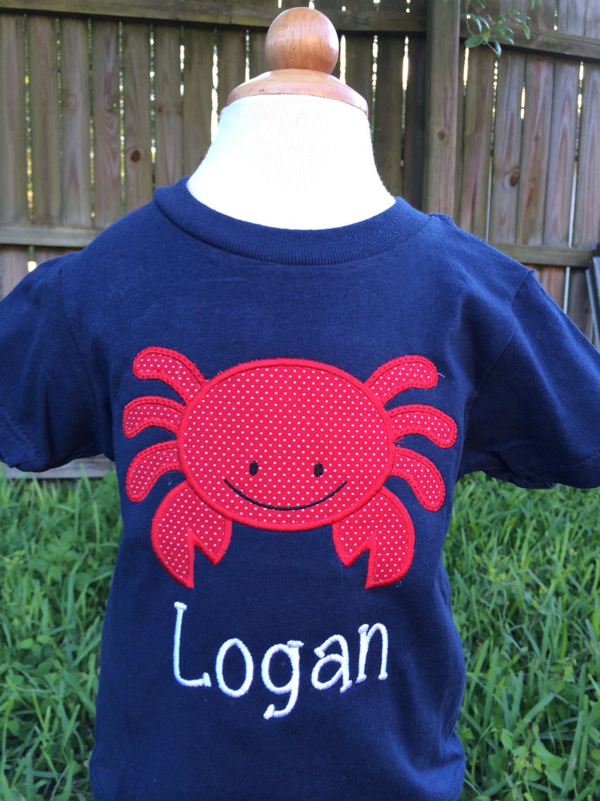 Personalized Crab Applique Shirt: Summer Birthday Outfit