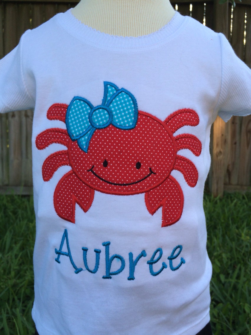 Personalized Crab Applique Shirt: Summer Birthday Outfit