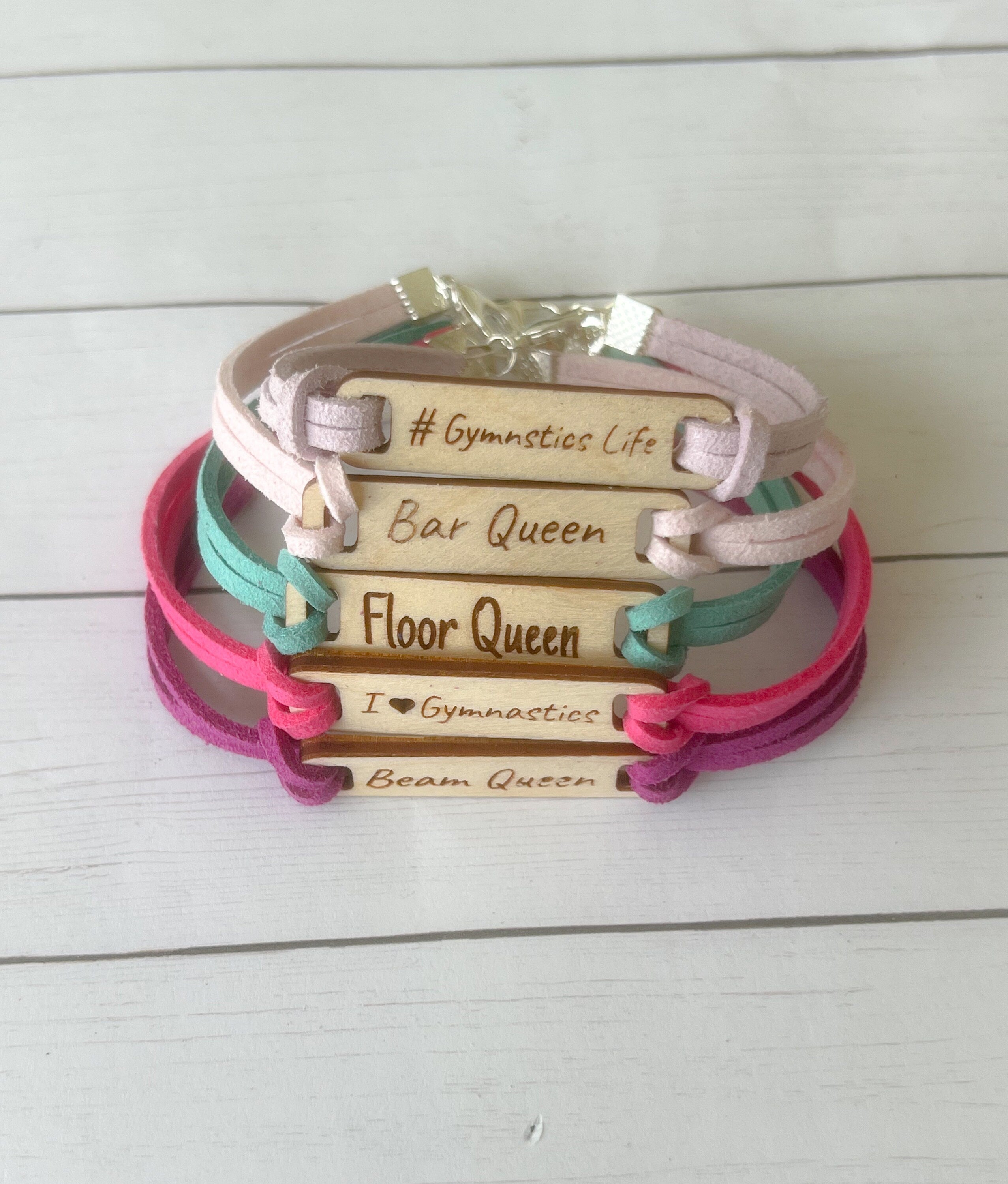 Gymnastic Bracelet - Custom Wood Bracelet - Wooden Bracelet - Gymnastics Gift
