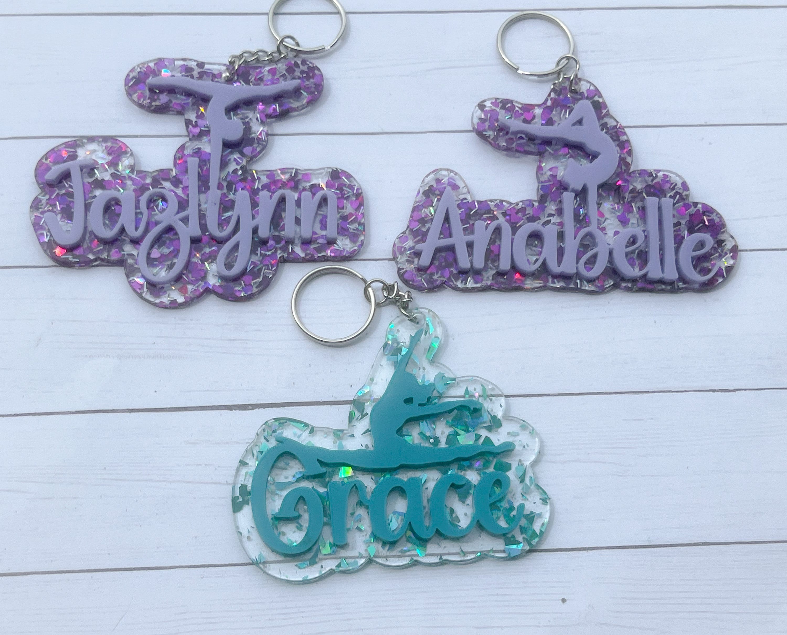 Dance Glitter Key Chain, Acrylic Name Tag, Dance Key Chain, Gift, Dance Bag Tag