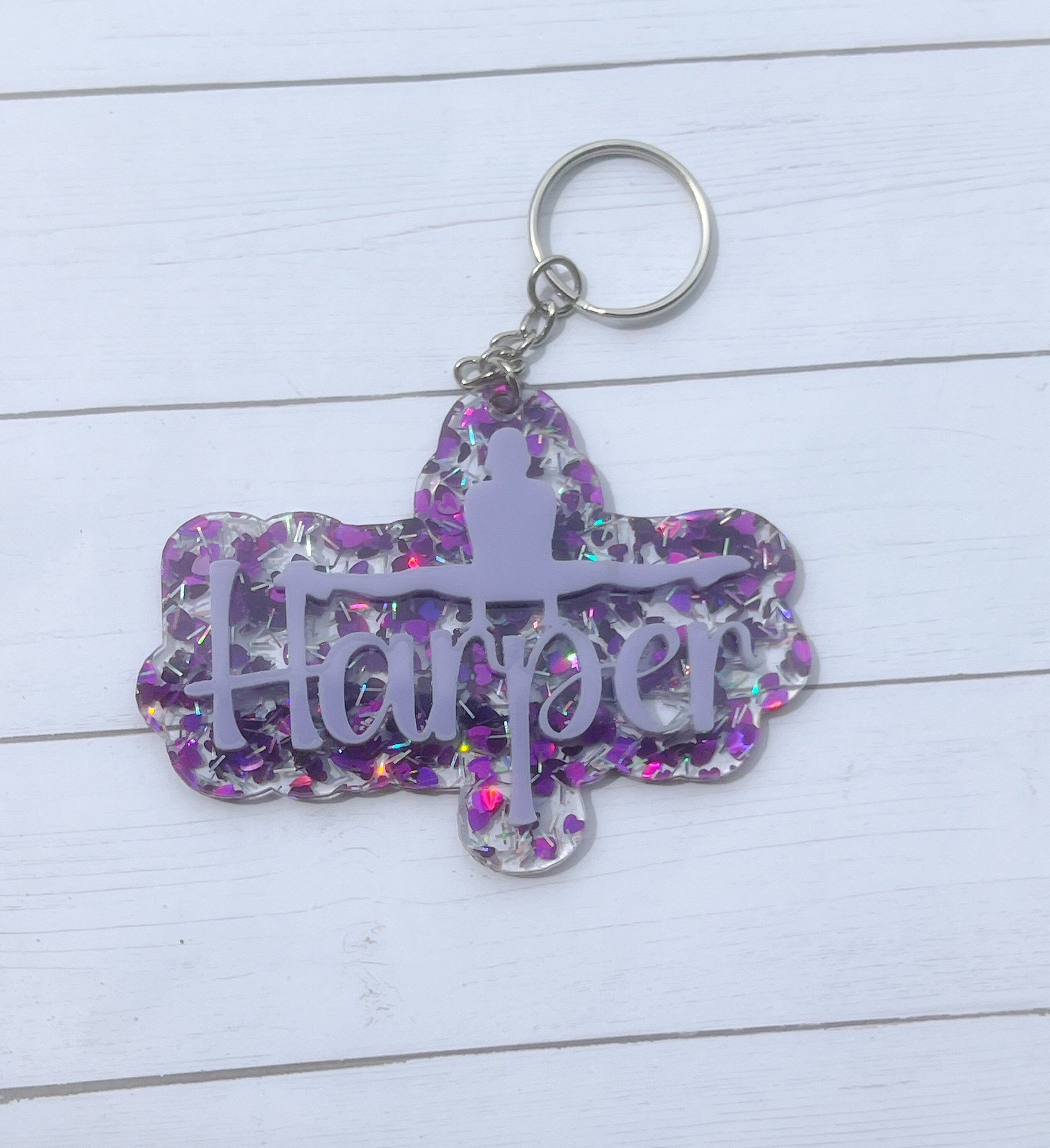 Dance Glitter Key Chain, Acrylic Name Tag, Dance Key Chain, Gift, Dance Bag Tag