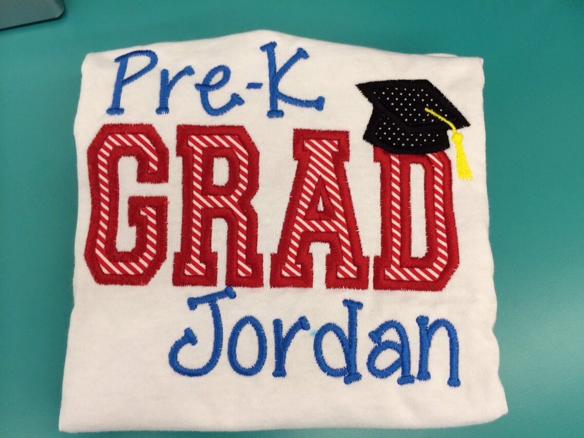 Personalized Pre-K Graduation Shirt: Embroidered Cotton Top- 2026 Grad