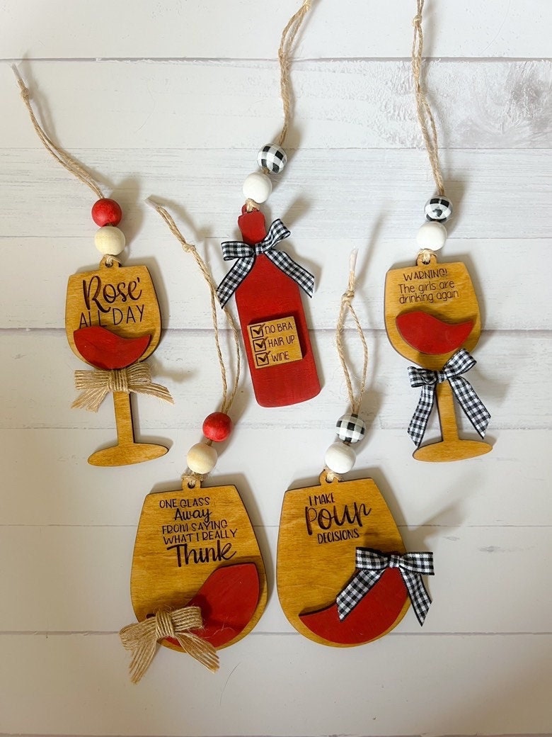 Wine Ornaments - Mom Ornaments - Best Friends Ornament - Girls Night - Wine Gift - Wine Tags - Wine Wood Ornament - Gifts for Girlfriend