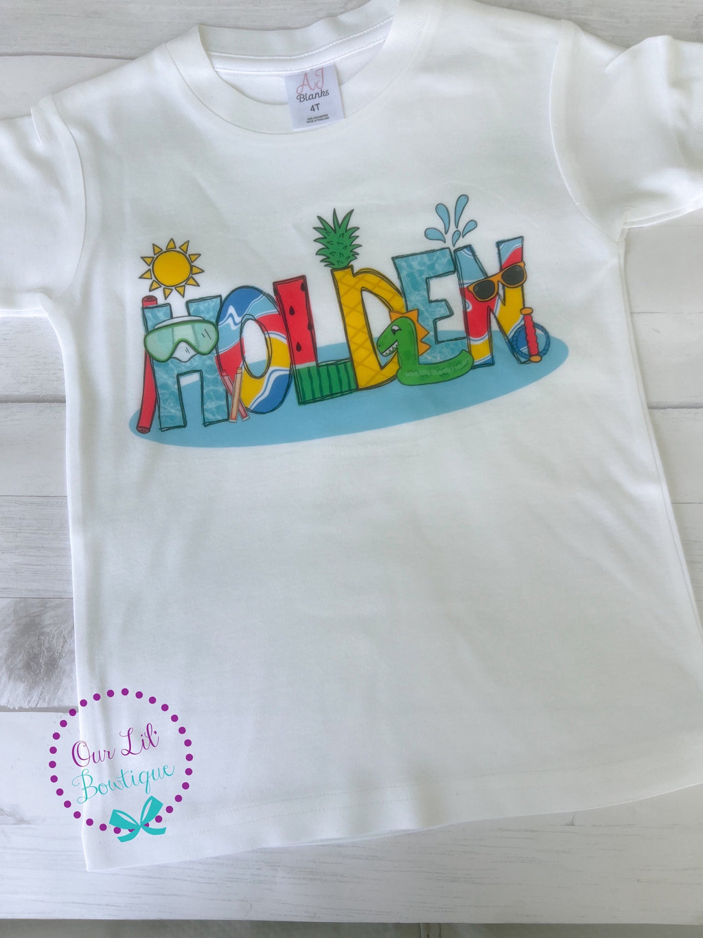 Girls Personalized Pool Shirt: Summer Name Monogram