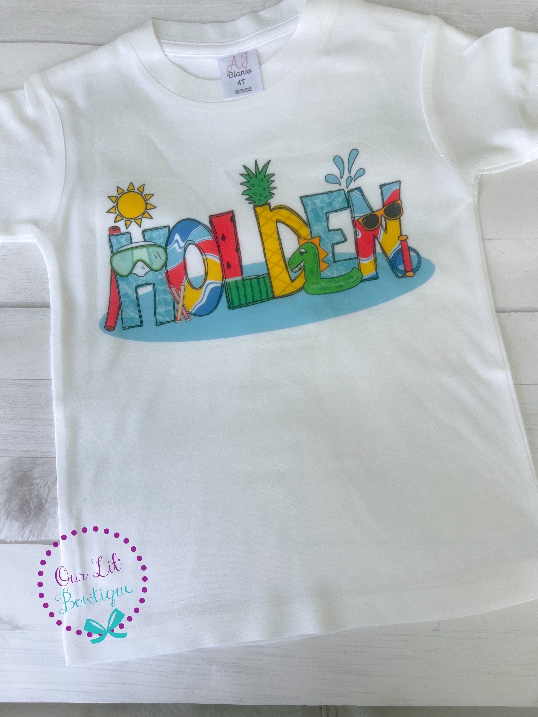 Girls Personalized Pool Shirt: Summer Name Monogram
