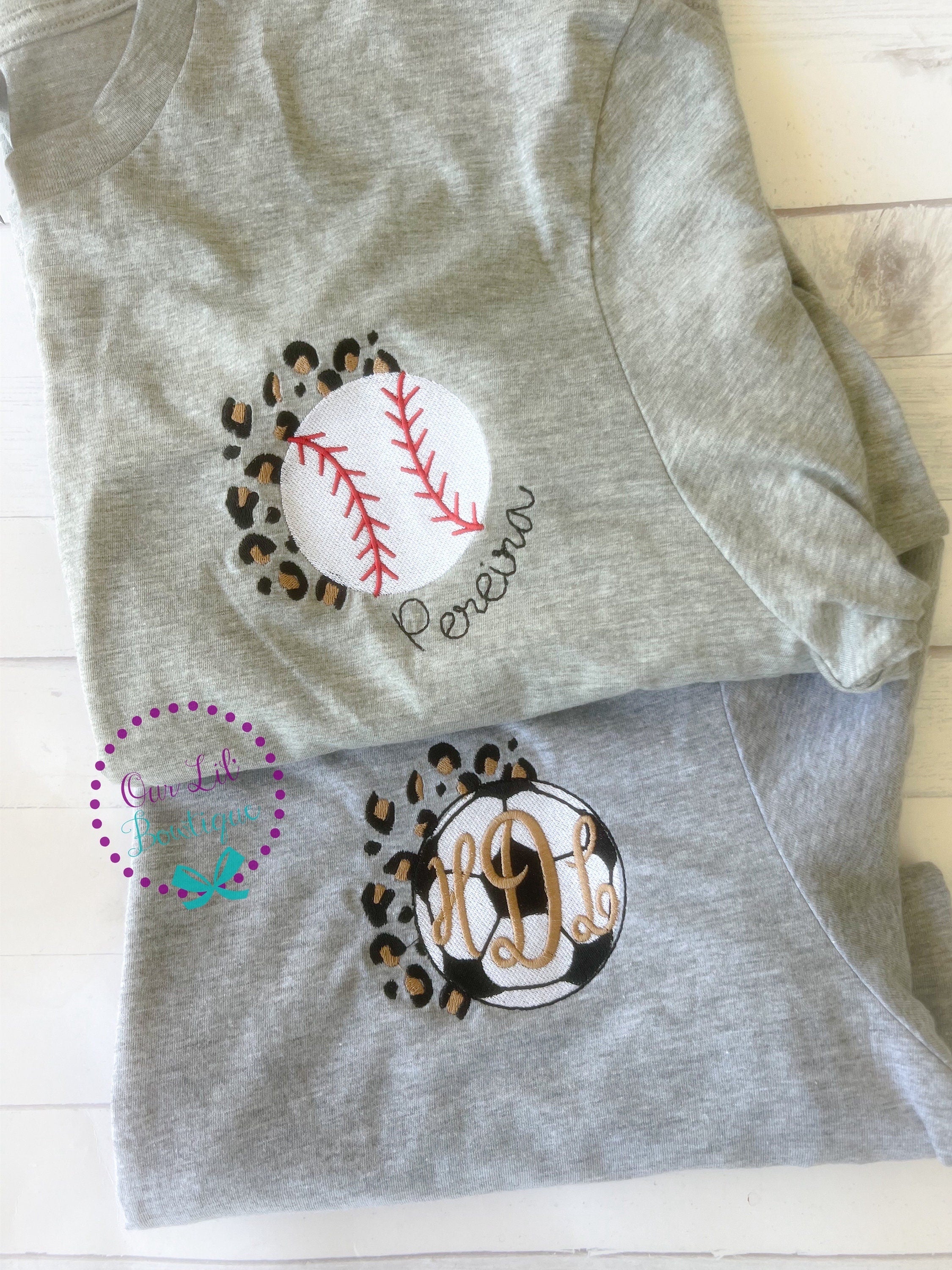 Leopard Soccer Monogram Tee: Personalized Womens T-Shirt