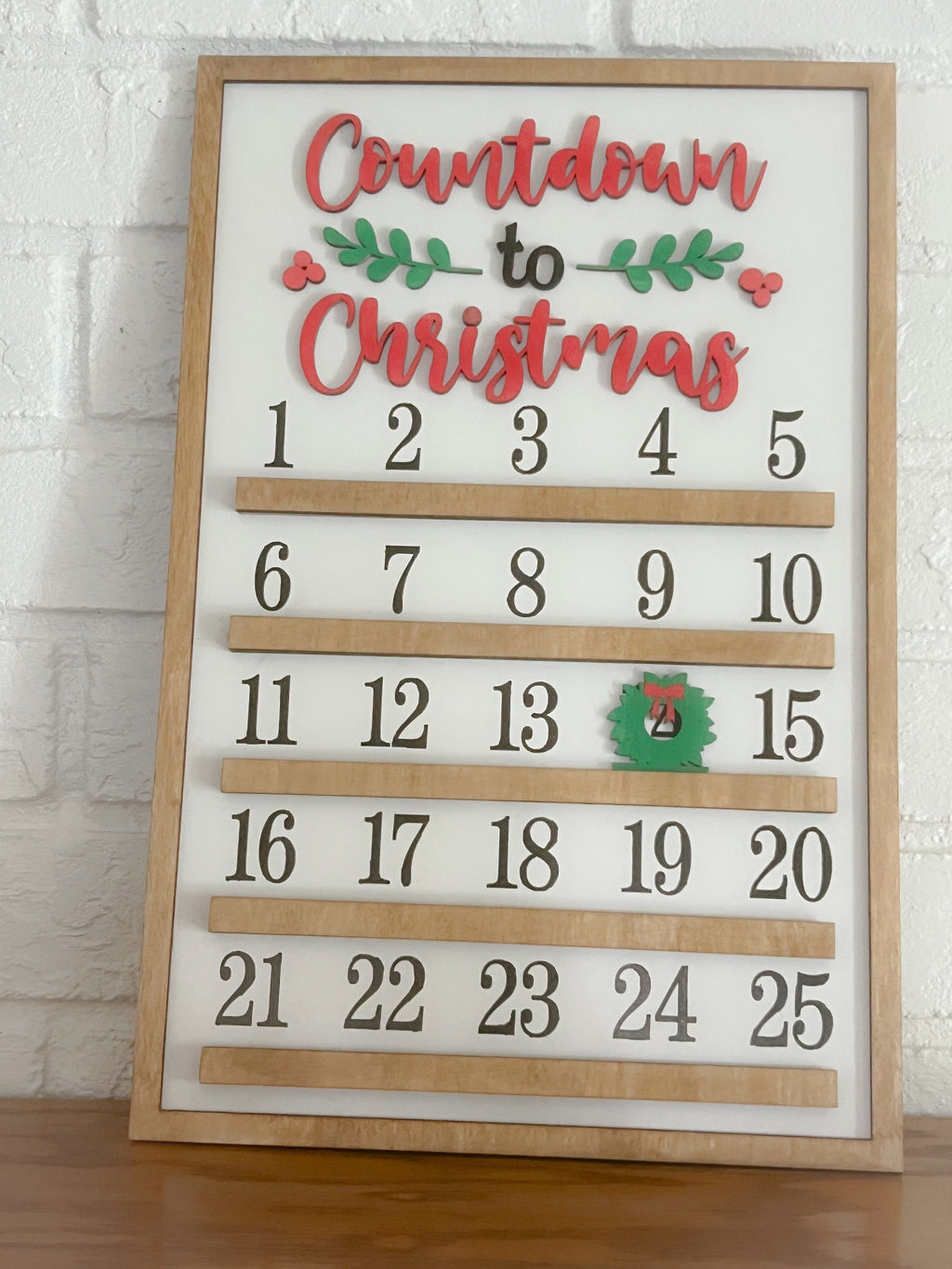 Wreath Christmas Countdown Sign - Wreath Decor - Farmhouse Christmas - Christmas Advent Calendar - Christmas Decor