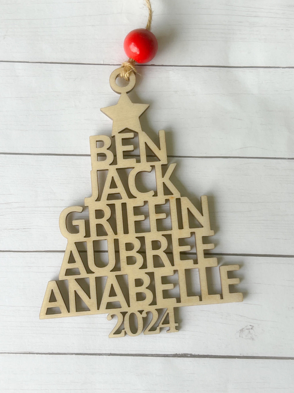 Christmas Tree Family Name Ornament - Family Name Ornament - Laser cut Wood Christmas Ornament - Rustic Decor - Family Ornament