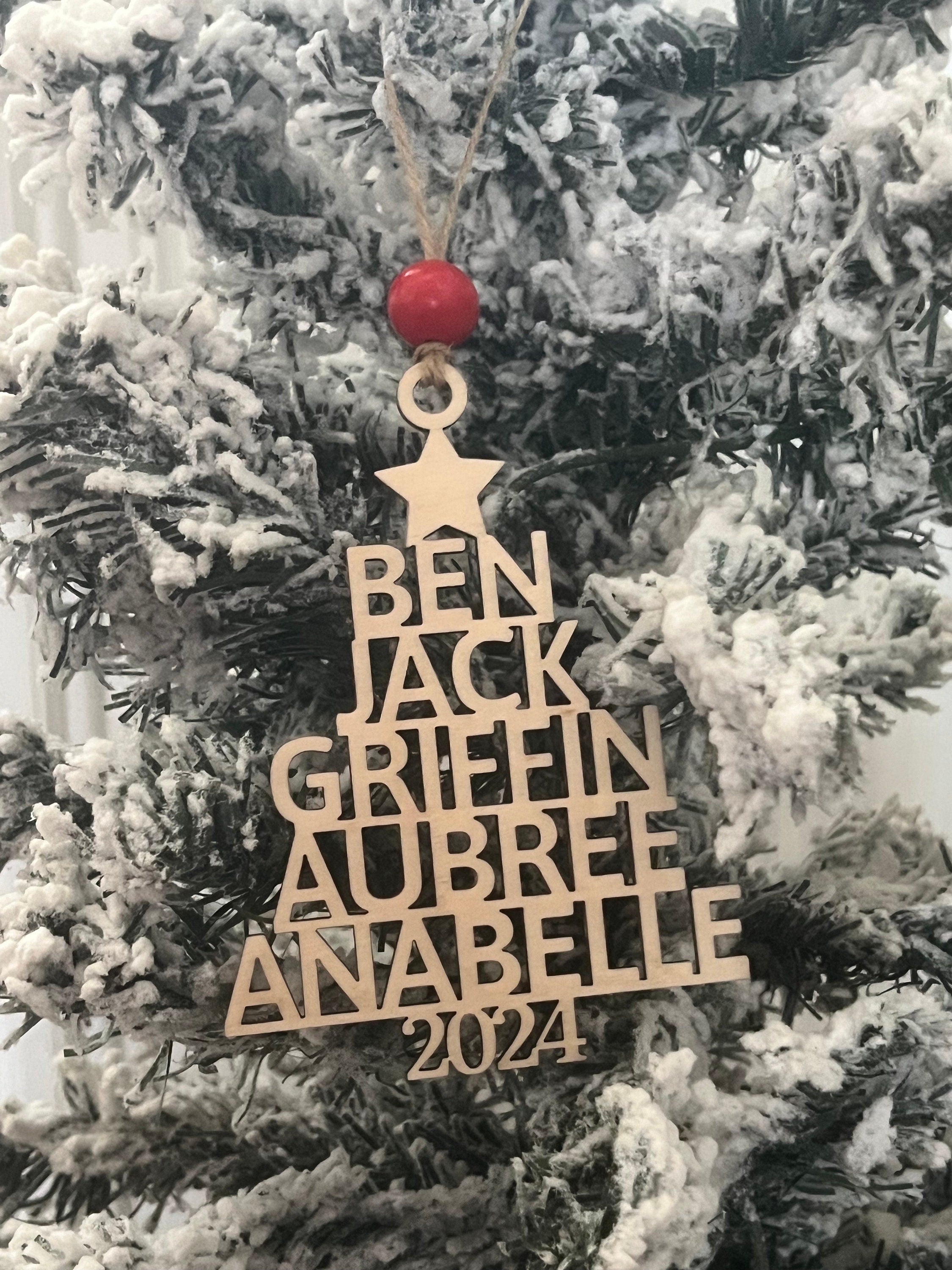 Christmas Tree Family Name Ornament - Family Name Ornament - Laser cut Wood Christmas Ornament - Rustic Decor - Family Ornament