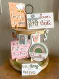New Baby Tier Tray Decor - Baby Shower Decor - Baby Girl Nursey Decor- Farmhouse Decor - Girls Bedroom Decor -Nursery Rhymes