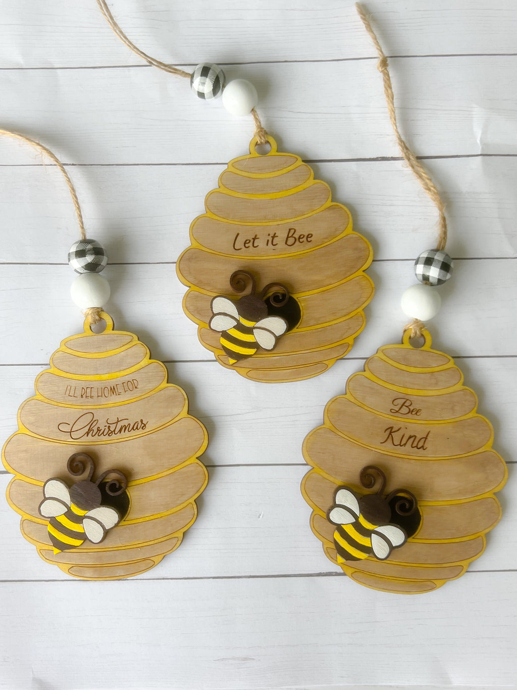 Bee Ornament - I'll Bee Home for Christmas - Be Kind - Gift for Bee Lovers