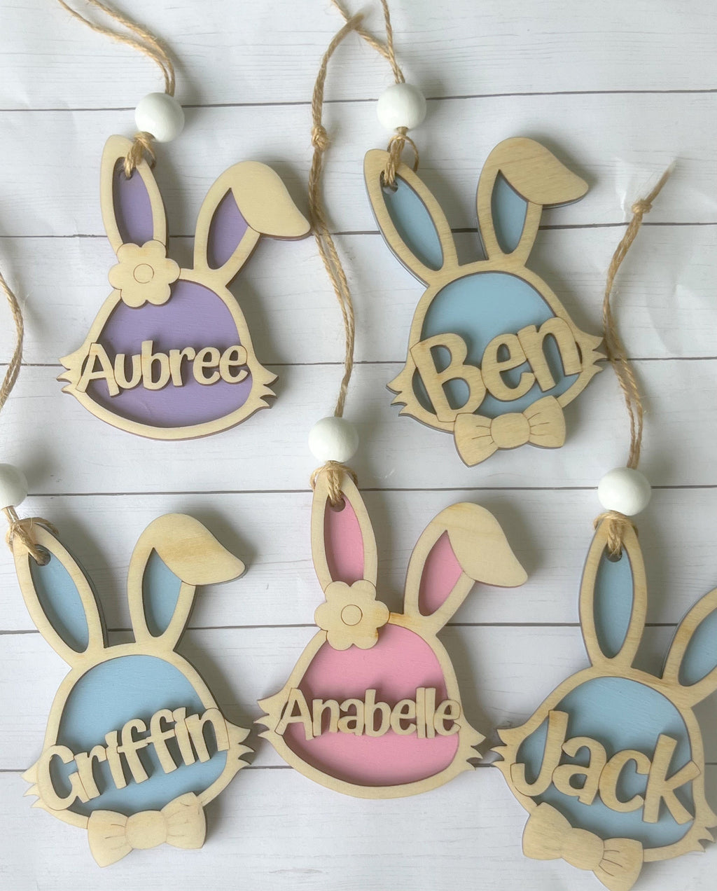 Easter Bunny Basket Tags - Easter Basket Name Tag - Bunny Name Tag - Custom Engraved Wood Tag - Laser - Wooden Name Tag - Custom Wood