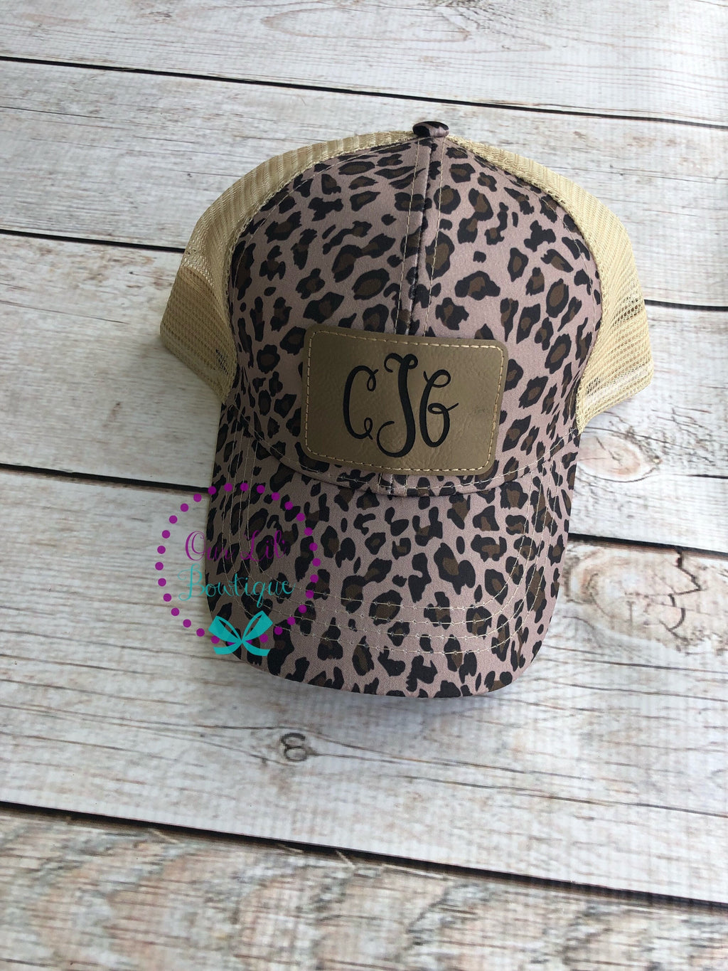 Soccer Mama Baseball Hat - Personalized Hat - Trucker Hat - Leather Patch - Fathers Day Gift - Custom Hat - Leopard Hat - Ponytail Cap