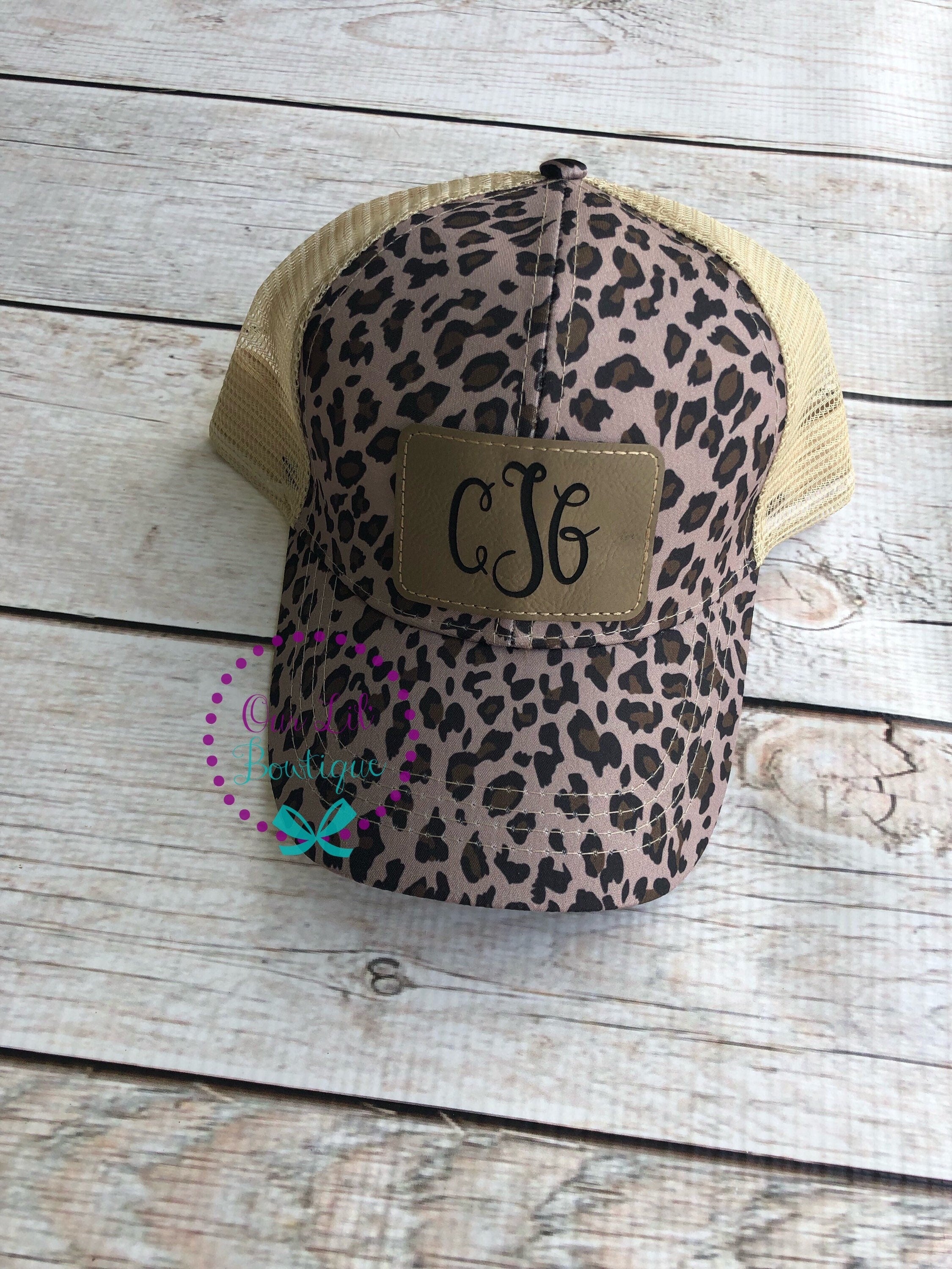 Soccer Mama Baseball Hat - Personalized Hat - Trucker Hat - Leather Patch - Fathers Day Gift - Custom Hat - Leopard Hat - Ponytail Cap