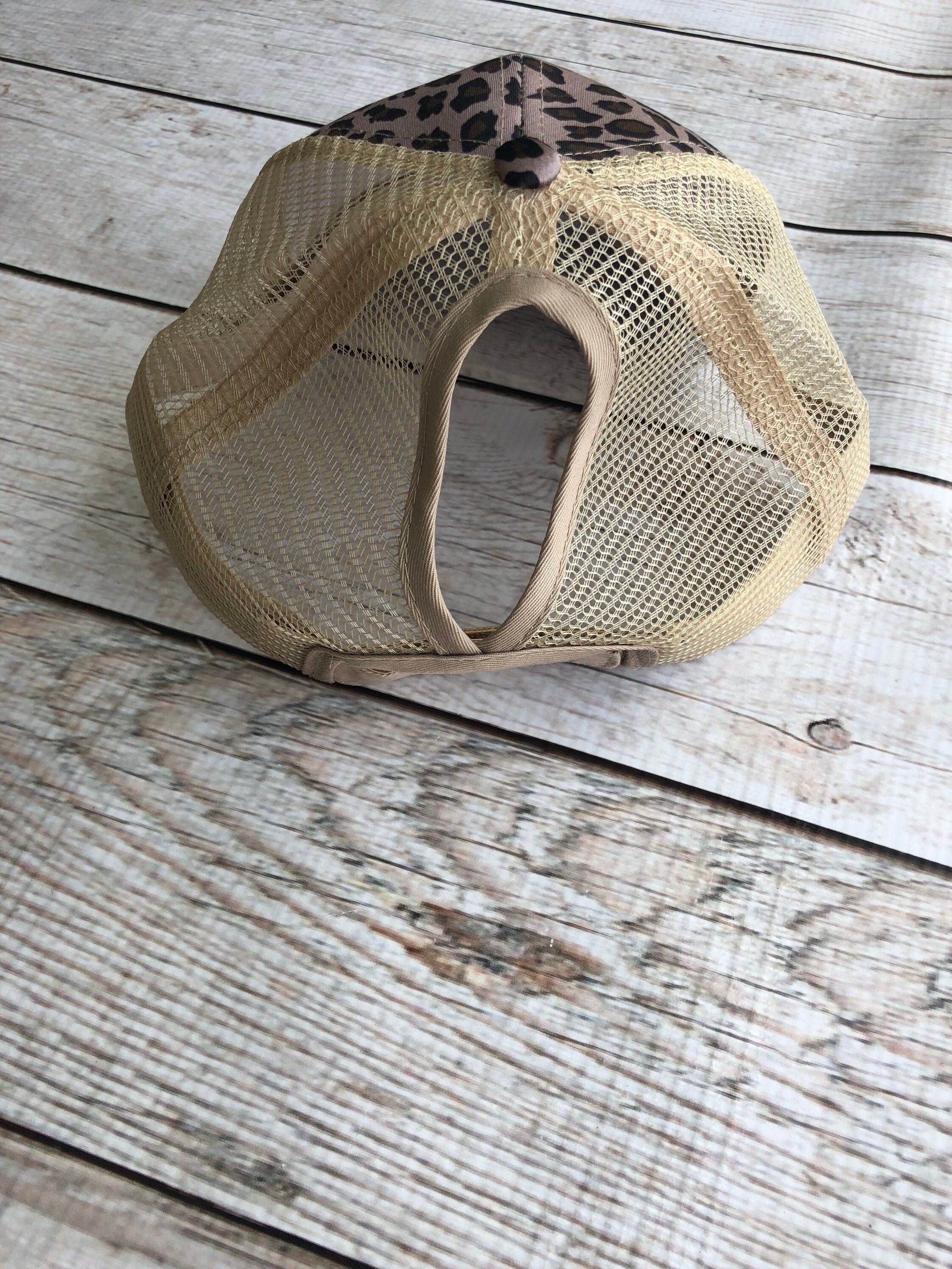 Mama Baseball Hat - Personalized Hat - Trucker Hat - Leather Patch - Fathers Day Gift - Custom Hat - Leopard Hat - Ponytail Cap