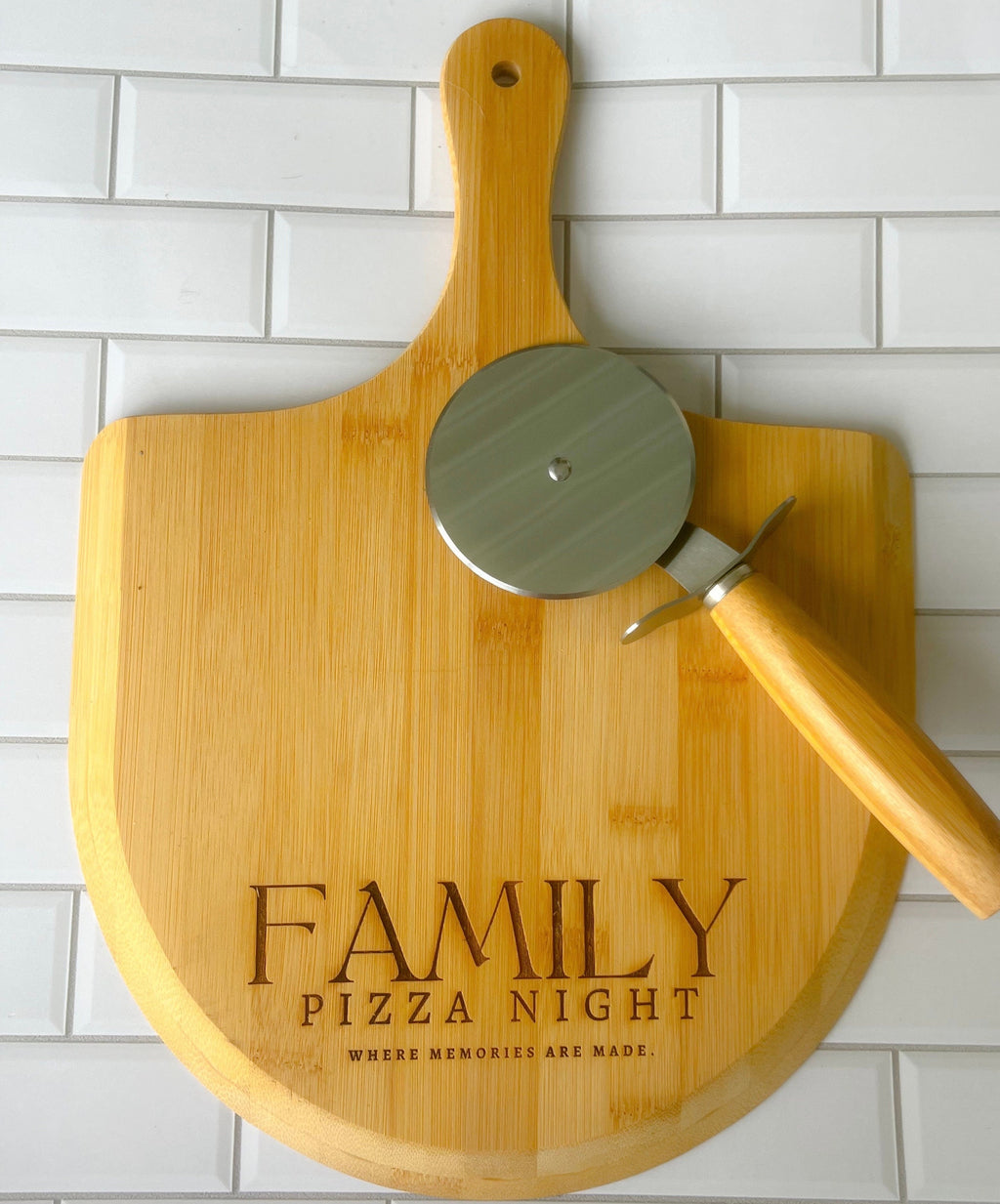 Personalized Wood Pizza Board - Small Pizza Board - Monogrammed Board - Laser Engraved Bamboo Cutting Board - Housewarming Gift -Gift