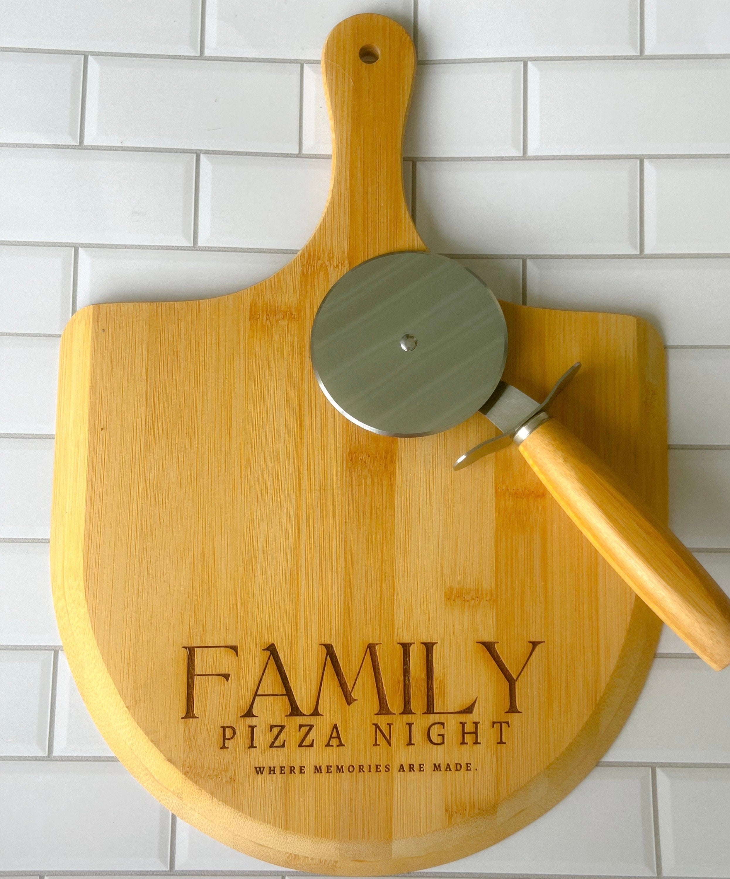 Personalized Wood Pizza Board - Small Pizza Board - Monogrammed Board - Laser Engraved Bamboo Cutting Board - Housewarming Gift -Gift