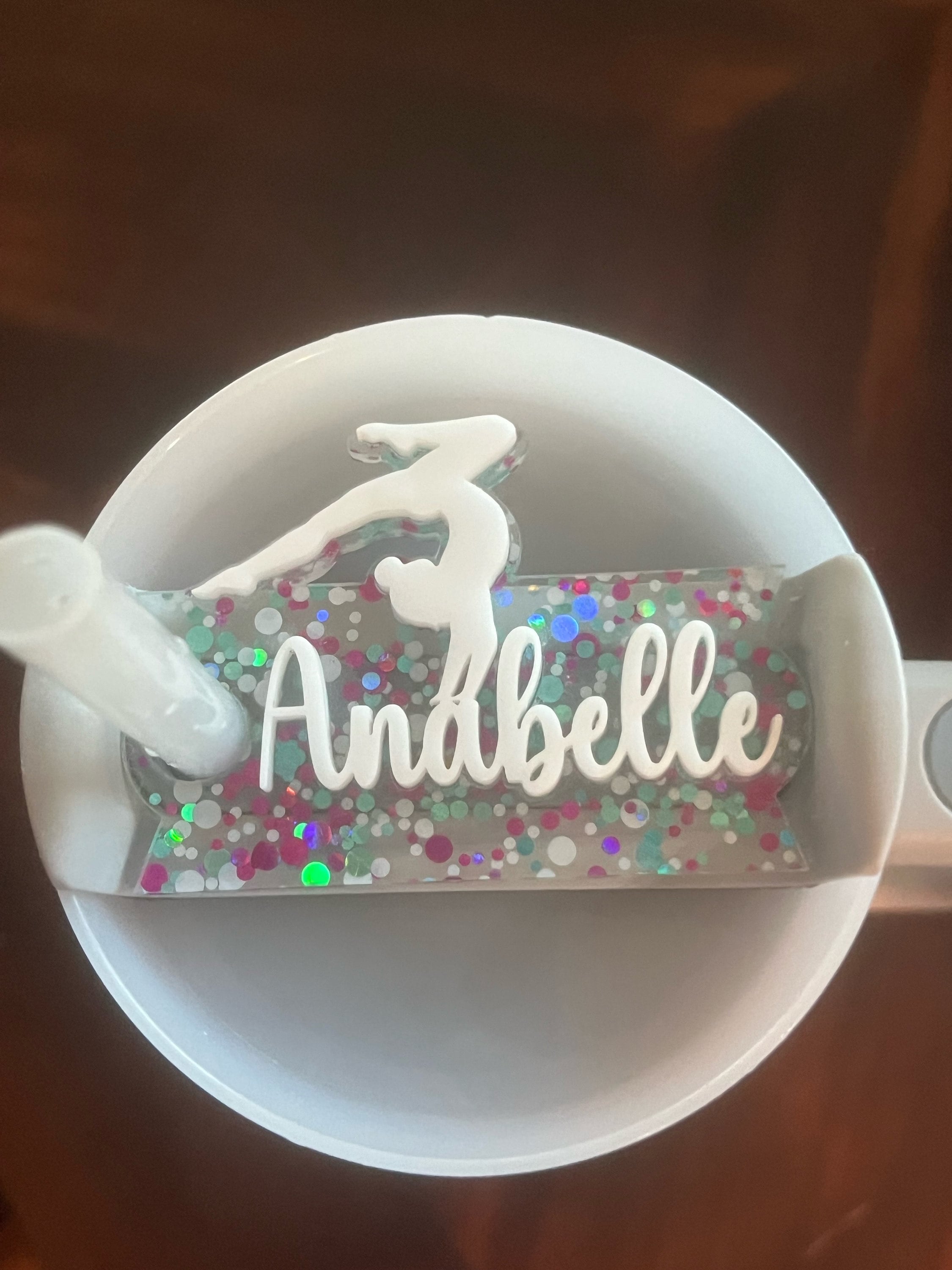 Gymnastics Glitter Tumbler Name Tag 20oz, 30oz or 40 oz - Custom Tumbler Topper