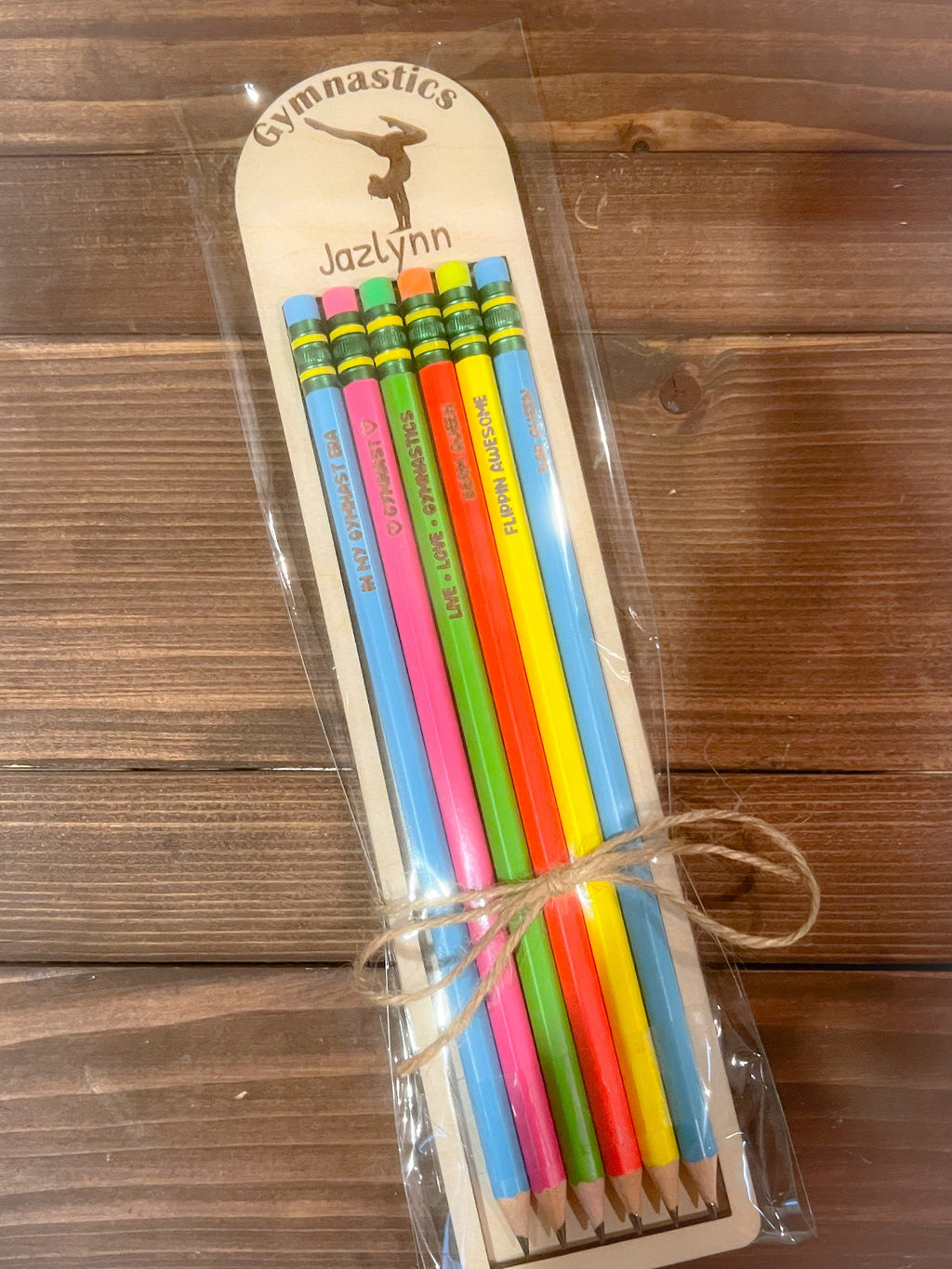 Gymnastics Pencil Set - 6 Personalized Pencils - Engraved Pencils - Back to School - School Supplies - Gift Set - Gymnastics Gift