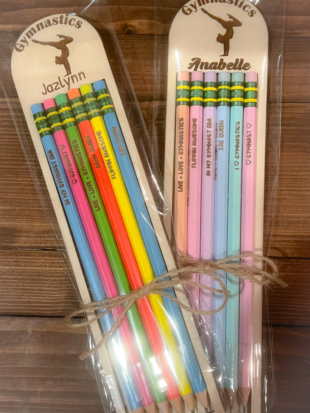Gymnastics Pencil Set - 6 Personalized Pencils - Engraved Pencils - Back to School - School Supplies - Gift Set - Gymnastics Gift