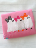 Girly Ghost Applique Halloween Shirt - Personalized Girls Tee