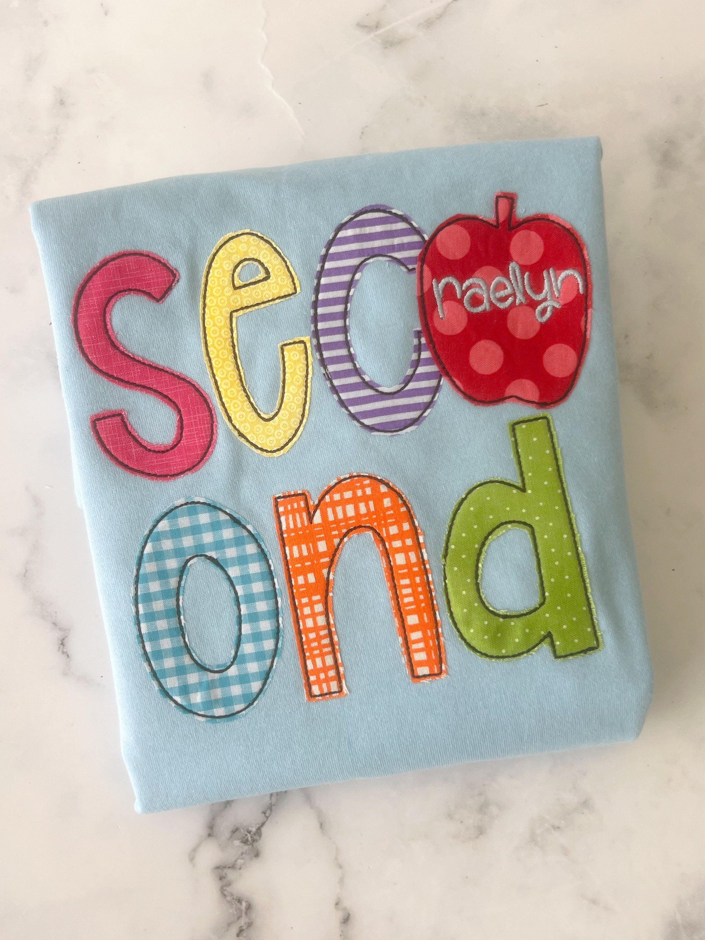 Personalized Back to School Shirt: Appliqued Apple, Grade Level
