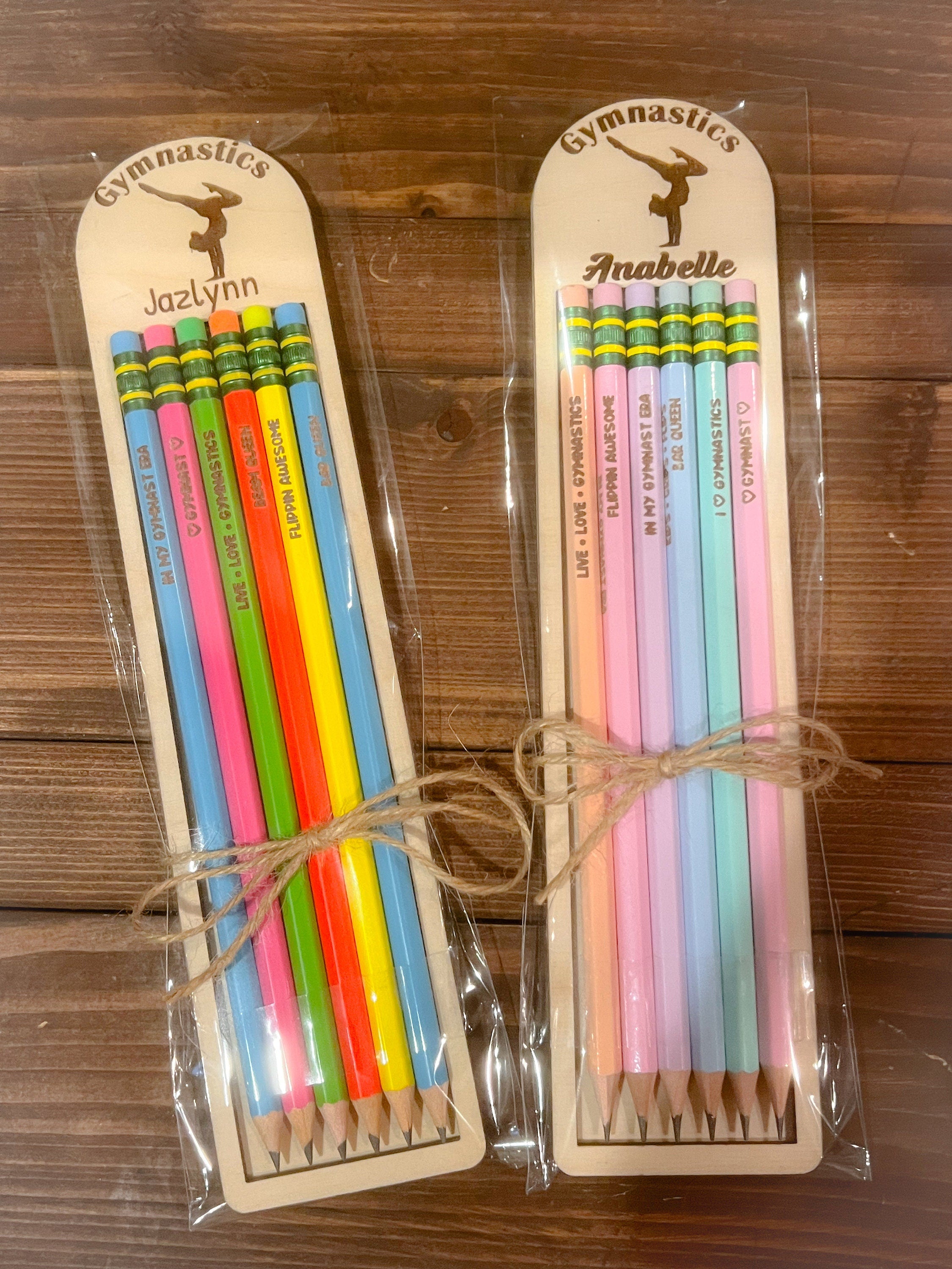 Gymnastics Pencil Set - 6 Personalized Pencils - Engraved Pencils - Back to School - School Supplies - Gift Set - Gymnastics Gift