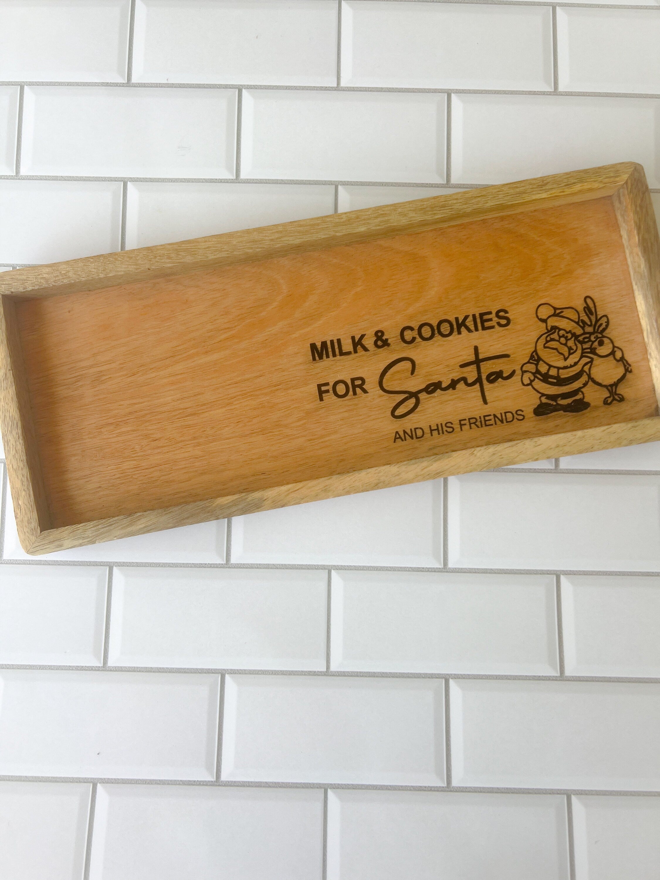 Santa Cookie Tray - Engraved Board - Cookie Tray - Farmhouse - Personalized Santa Cookie Plate - Engraved Cookie Tray - Gingerbread