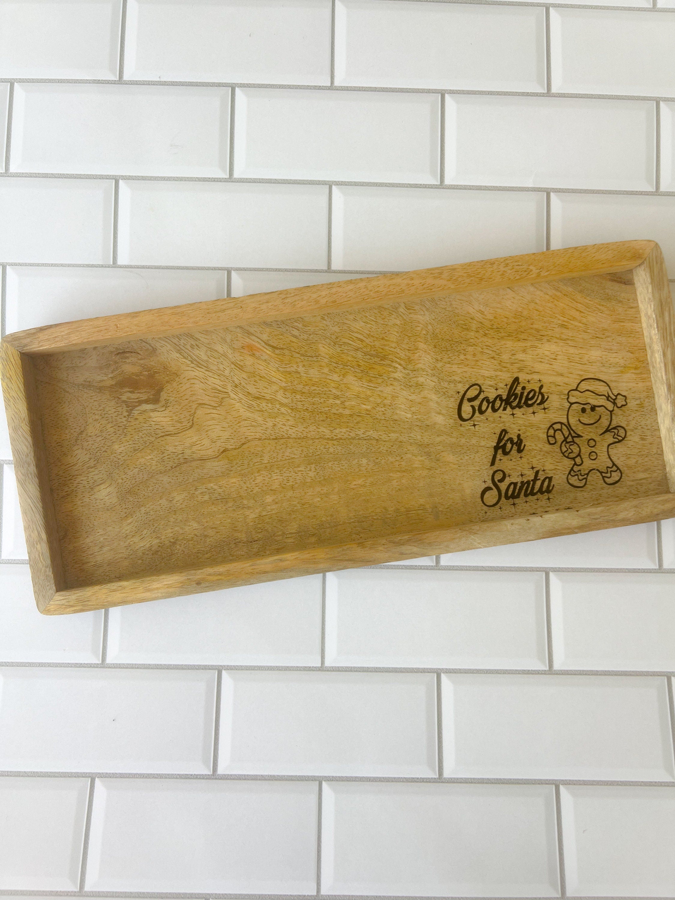 Santa Cookie Tray - Engraved Board - Cookie Tray - Farmhouse - Personalized Santa Cookie Plate - Engraved Cookie Tray - Santa and Reindeer