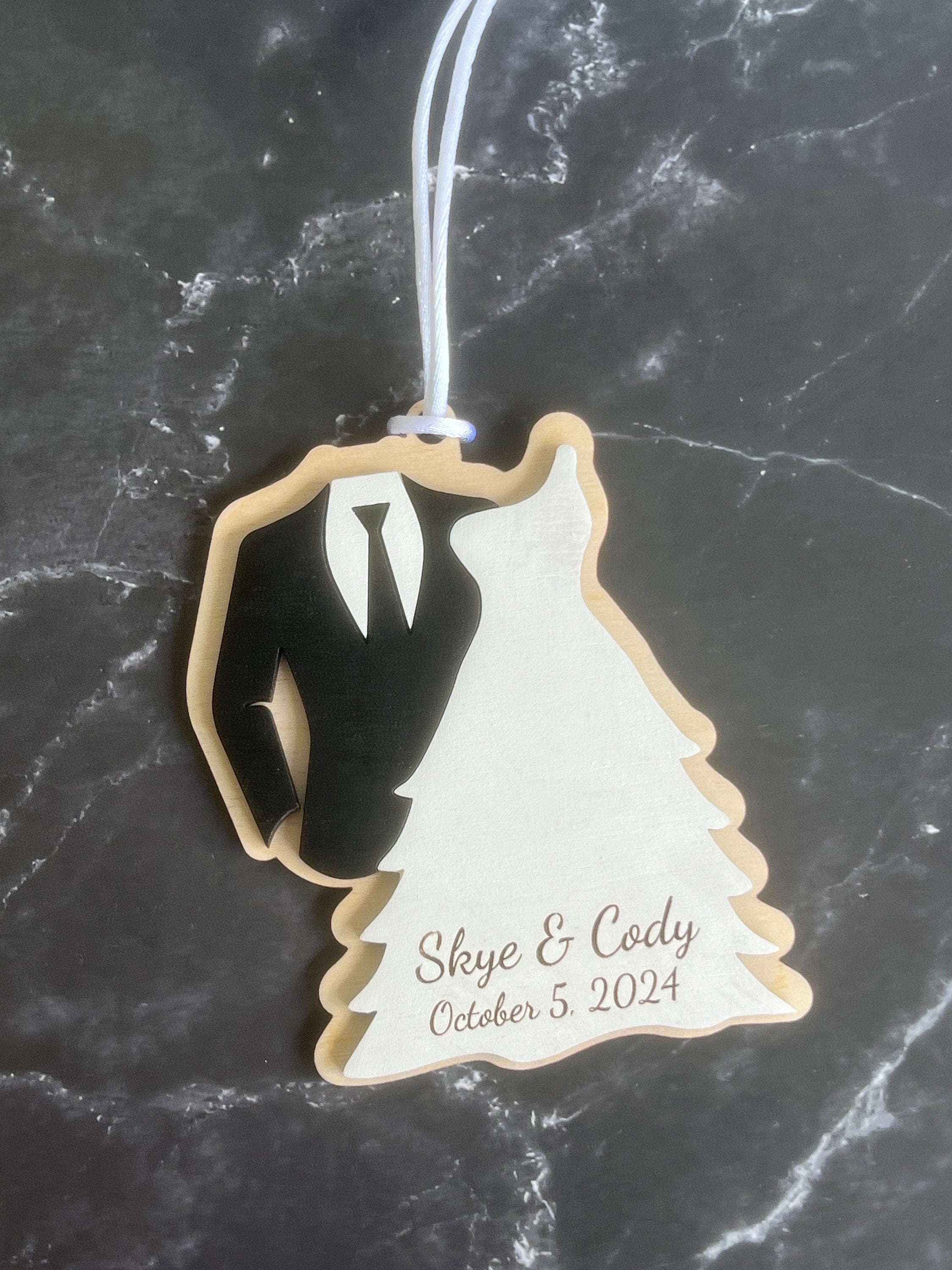 wedding ornament,engagement ornament, wedding date, gift