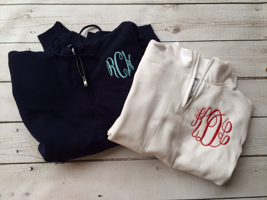 Women's Quarter Zip Monogrammed Sweatshirt - Lightweight Sweatshirt - Monogrammed Sweatshirt - Bridesmaids - Vacation - Gift