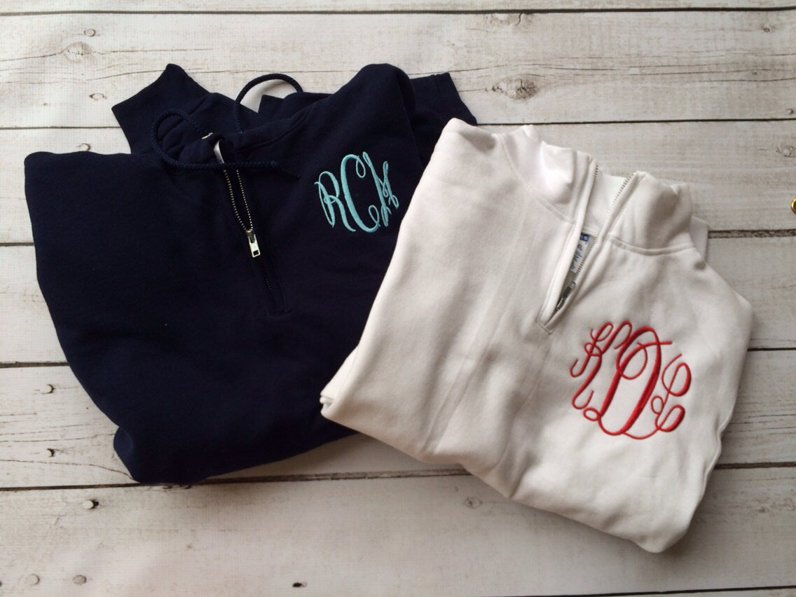Women's Quarter Zip Monogrammed Sweatshirt - Lightweight Sweatshirt - Monogrammed Sweatshirt - Bridesmaids - Vacation - Gift