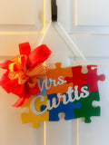 Puzzle Door Hanger - Classroom Sign - Door Hanger - Wall Decor - Welcome Sign -Classroom Door Hanger - Decor - Personalized Decor