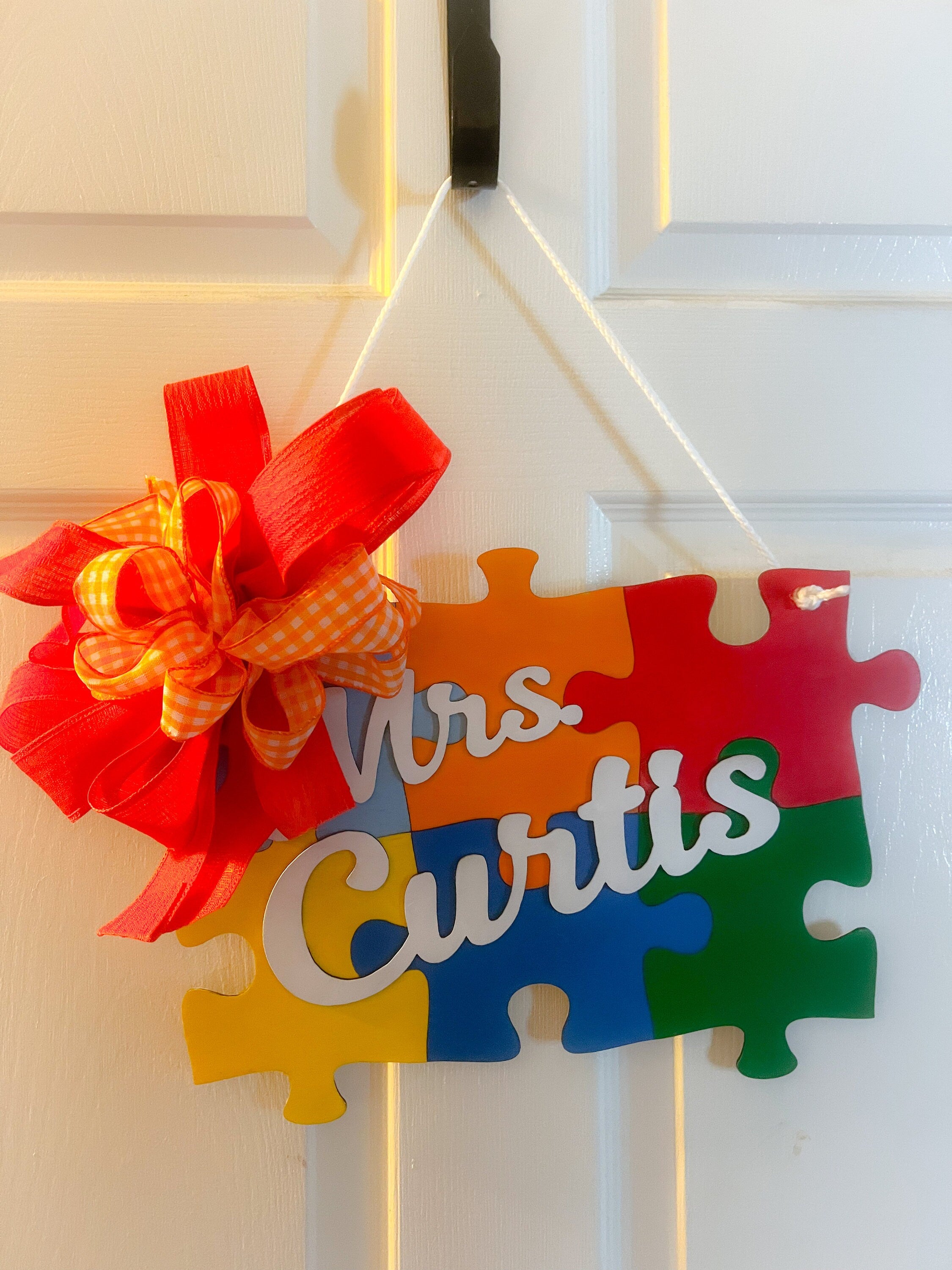 Puzzle Door Hanger - Classroom Sign - Door Hanger - Wall Decor - Welcome Sign -Classroom Door Hanger - Decor - Personalized Decor