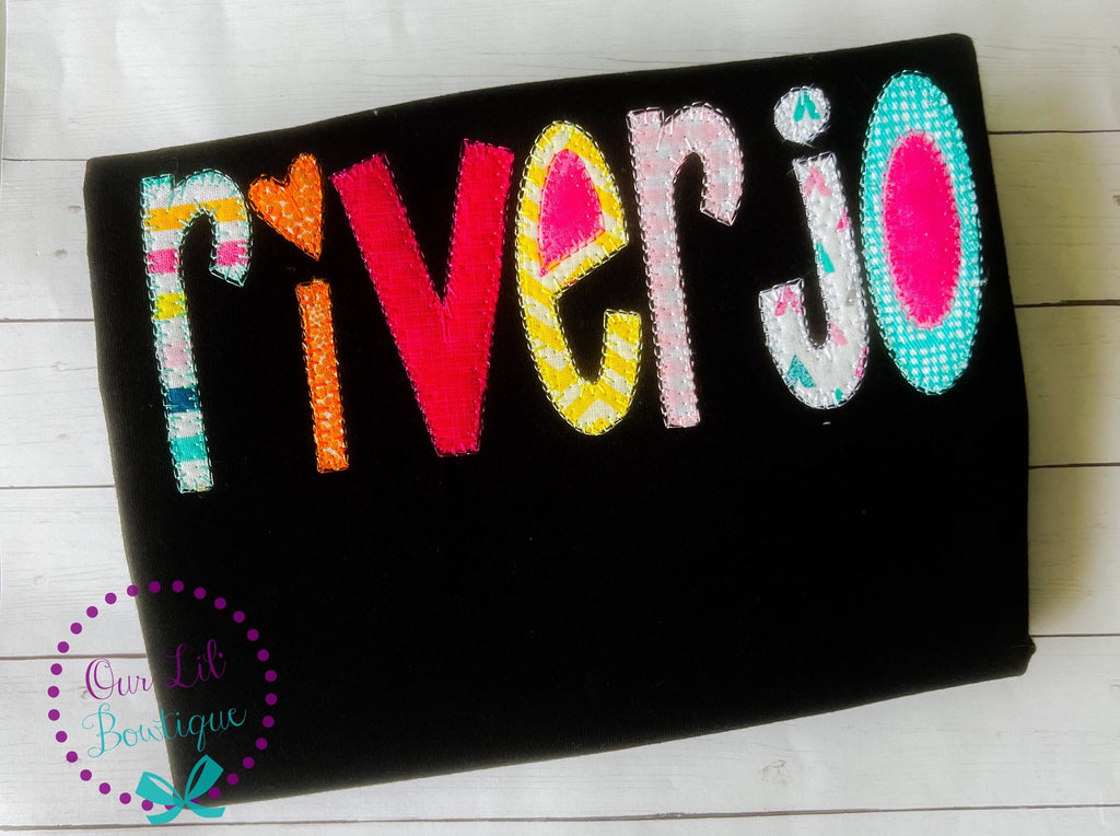 Personalized Name Shirt - Girls Name Shirt - Birthday - Appliqued Name Shirt - Vintage Stitch Name Shirt - Girls Monogram Shirt - Applique