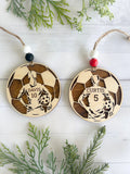 Soccer Ornament - Wooden Hanging Christmas Tree Ornament - Soccer Lover Personalized Soccer Ornament - Soccer Team Gift